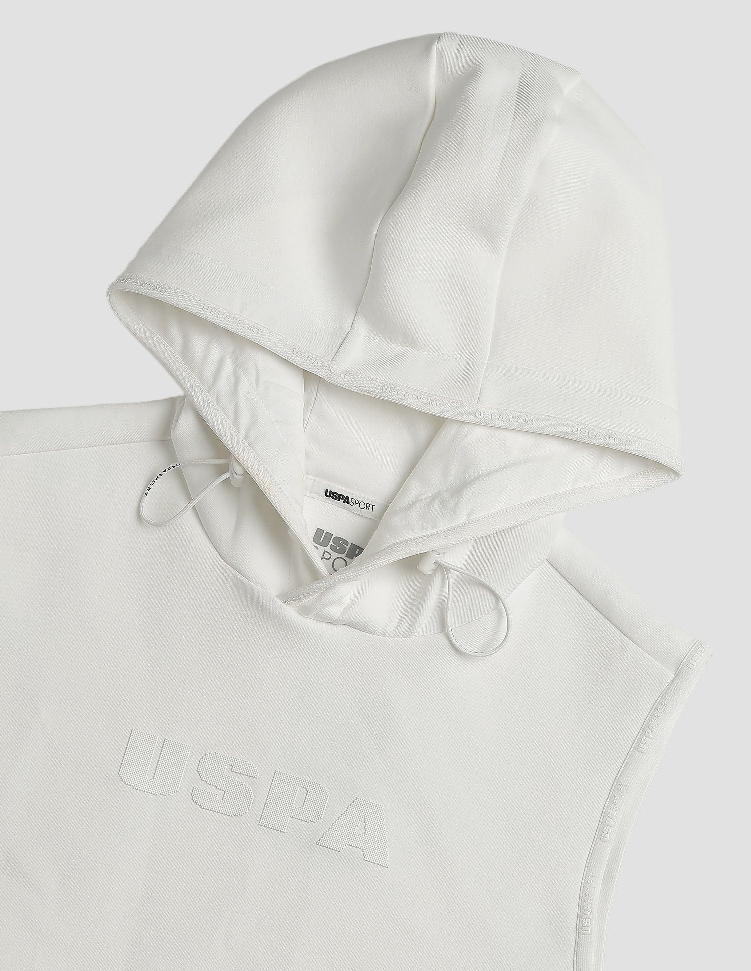 Solid Regular Fit Zipper Active Sweatshirt Off White - U.S. Polo Assn. India | Large