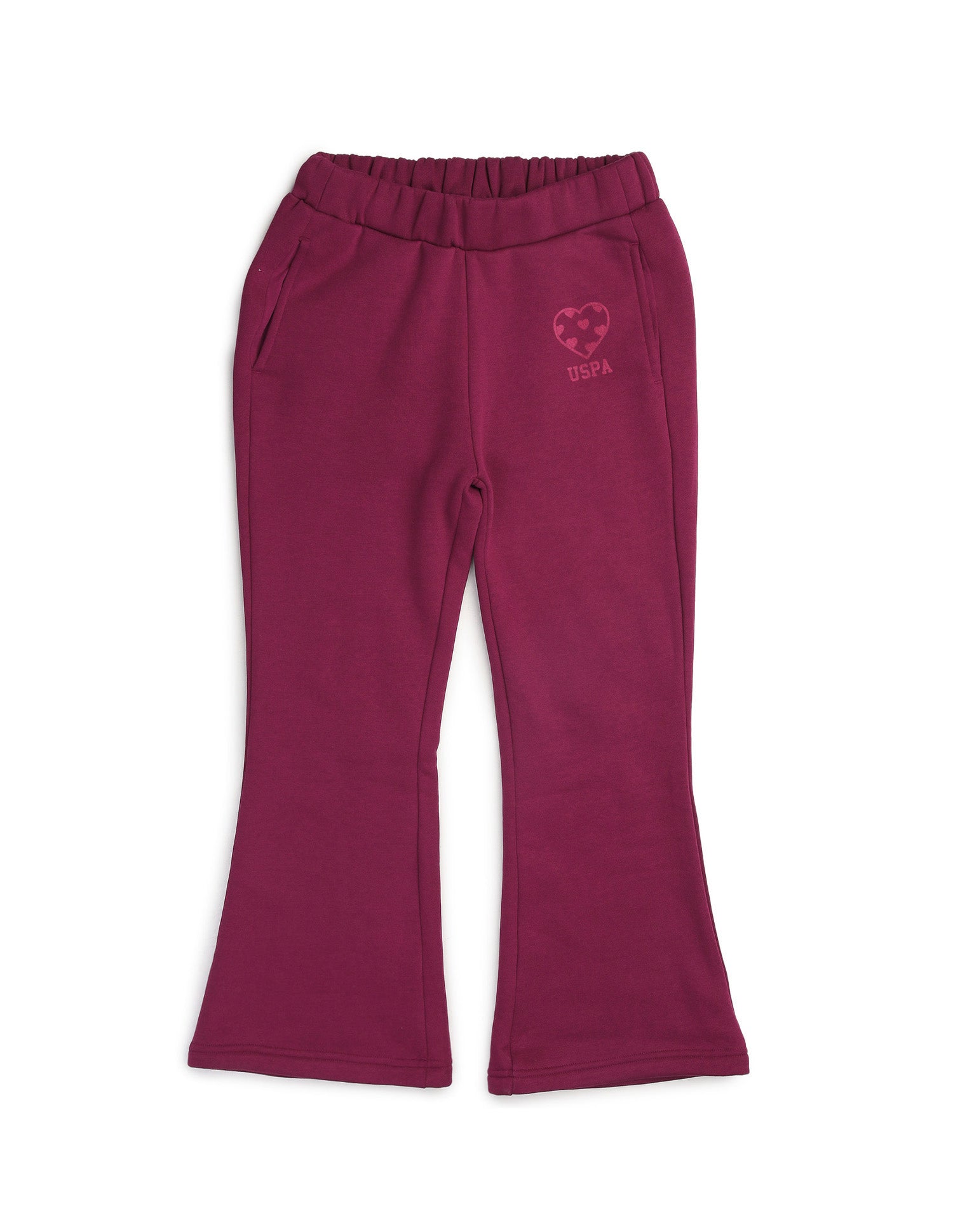 Girls Solid Regular Fit Flared Track Pants Wine - U.S. POLO ASSN. | Large