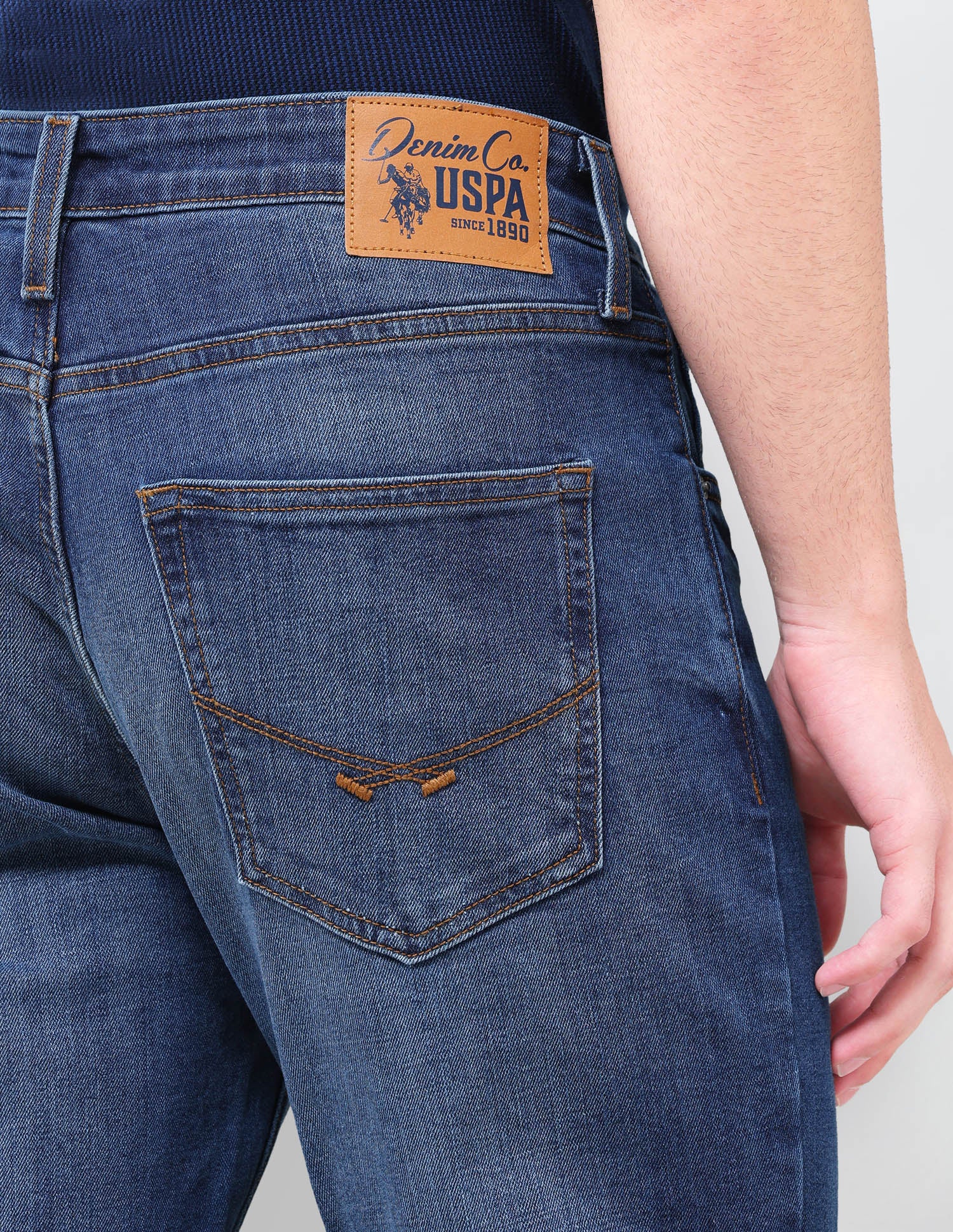 Cole Comfort Cropped Fit Blue Jeans Mid Blue - U.S. Polo Assn. India | Large