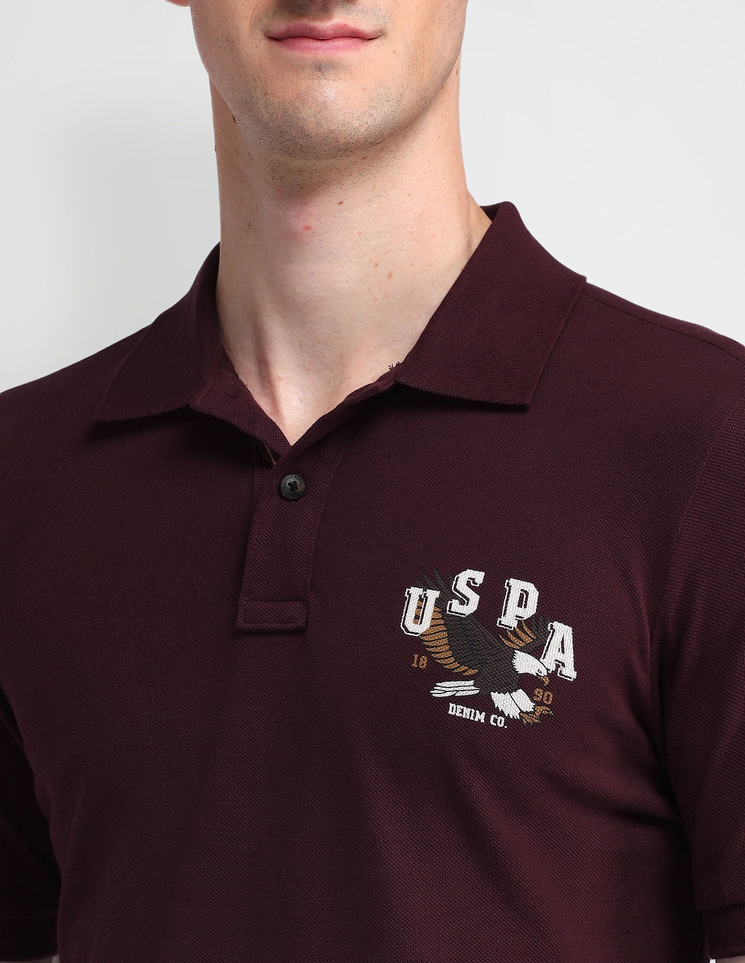 Cotton Brand Graphic Print Polo Shirt Maroon - U.S. Polo Assn. India | Large