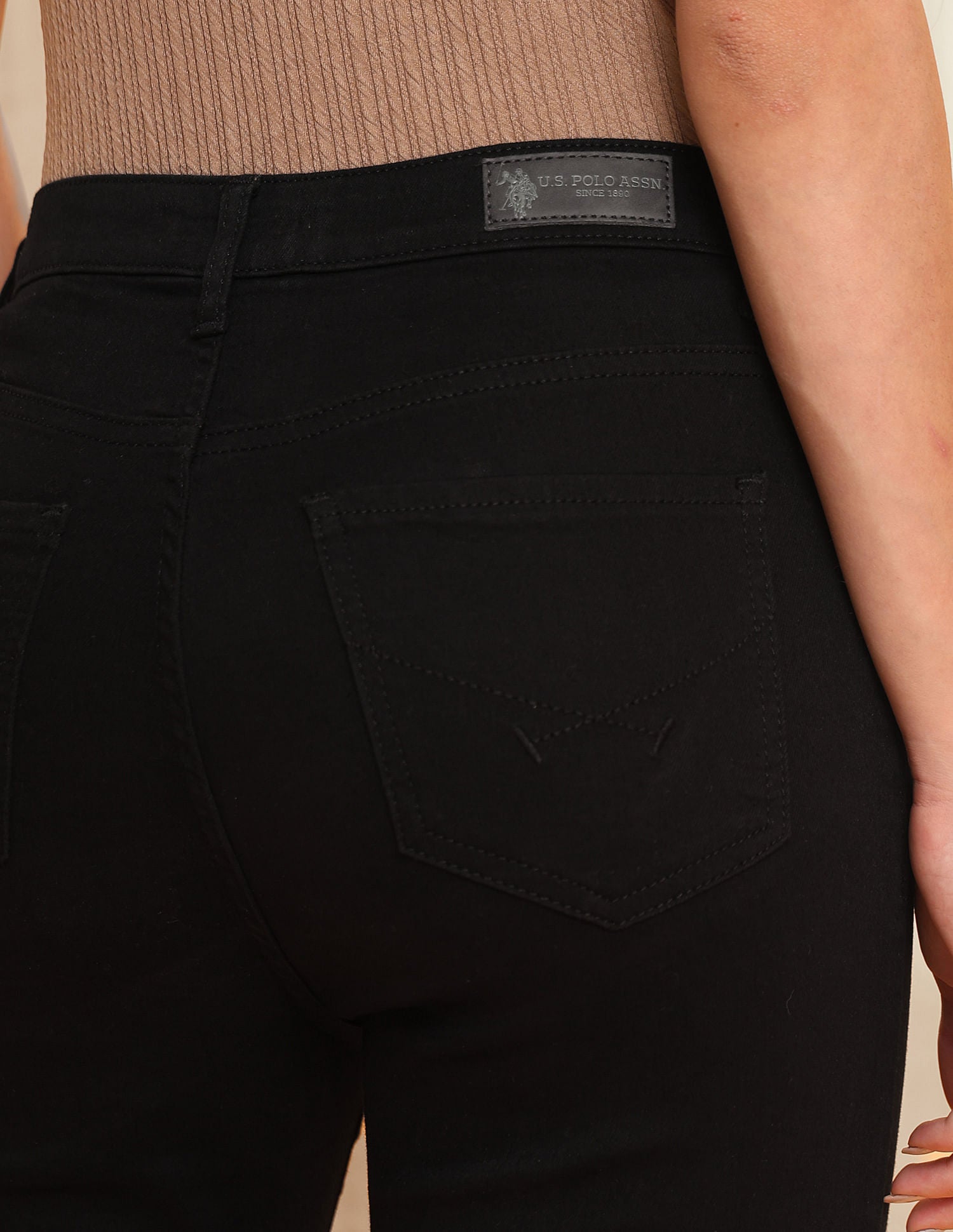 High Rise Flared Jeans Jet Black - U.S. POLO ASSN. | Large