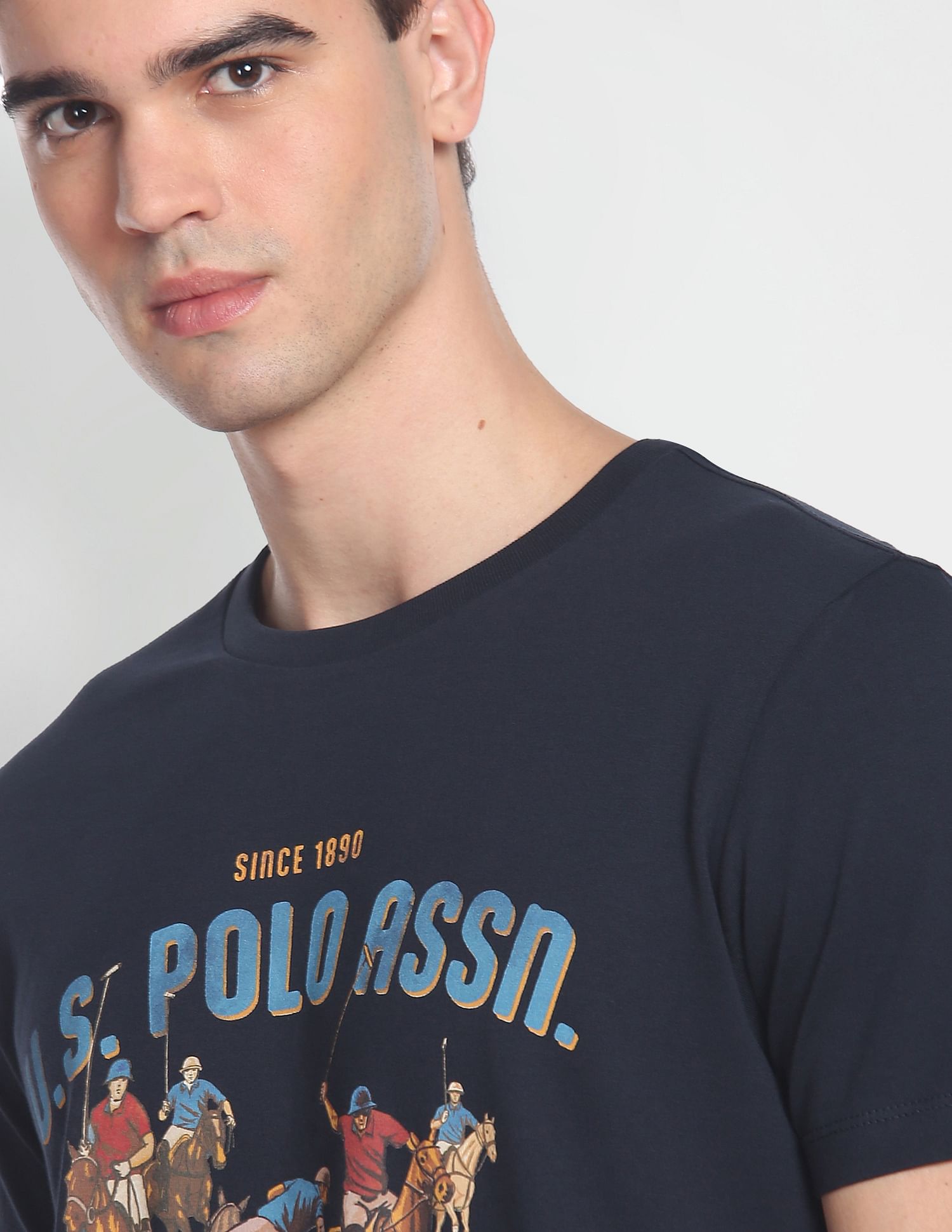 Bold Print Crew Neck T-Shirt Navy - U.S. POLO ASSN. | Large