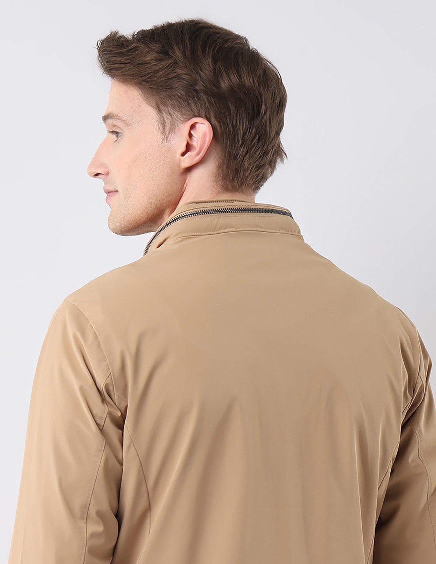 Solid Regular Fit Detachable Hood Jacket Camel - U.S. Polo Assn. India | Large