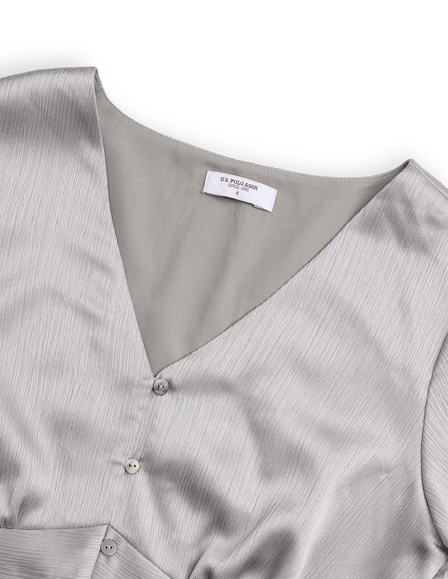 Solid V-neck A-lineDress Grey - U.S. POLO ASSN. | Large