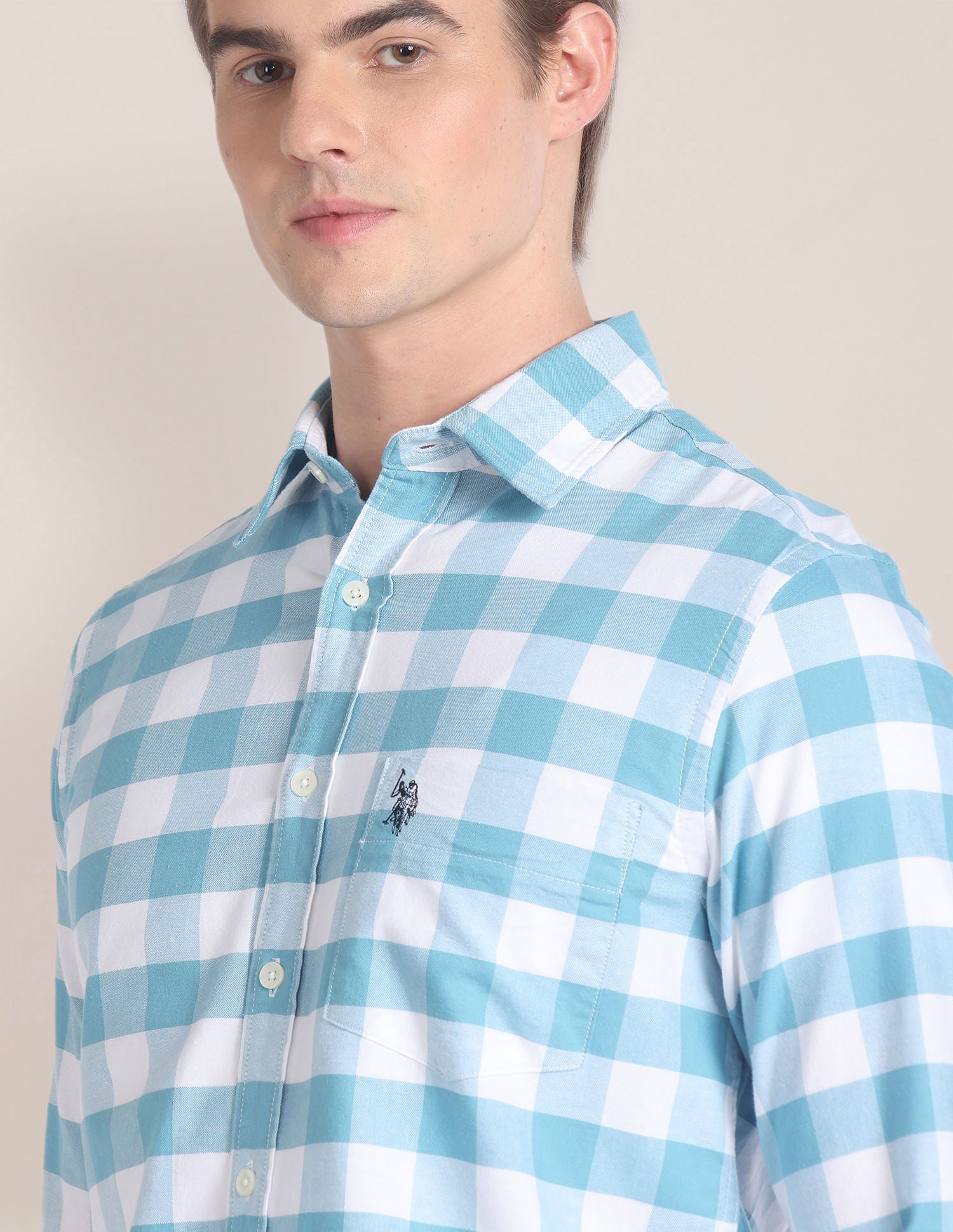 Buffalo Check Cotton Shirt Blue - U.S. POLO ASSN. | Large