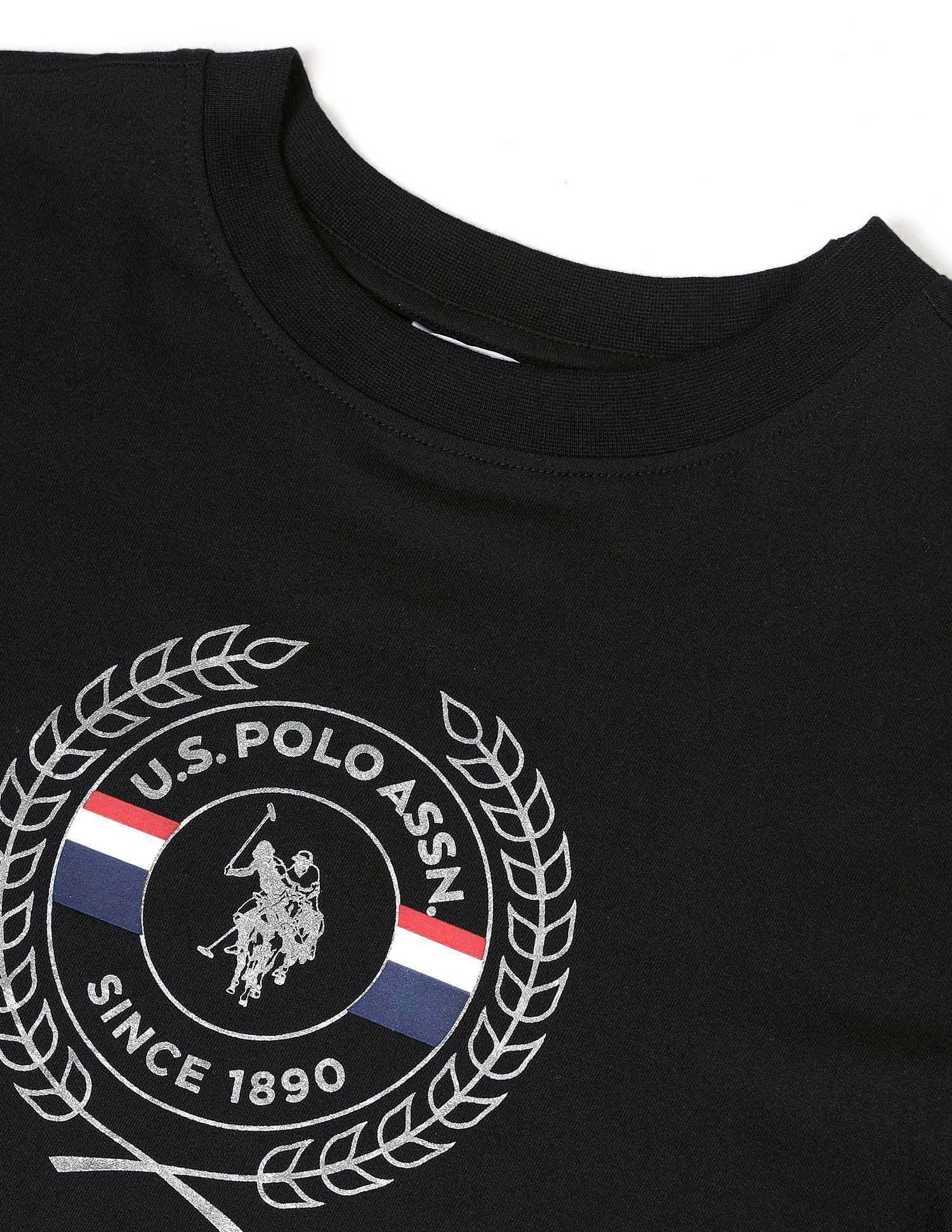 Boxy Fit Brand Printed T-Shirt Black - U.S. POLO ASSN. | Large