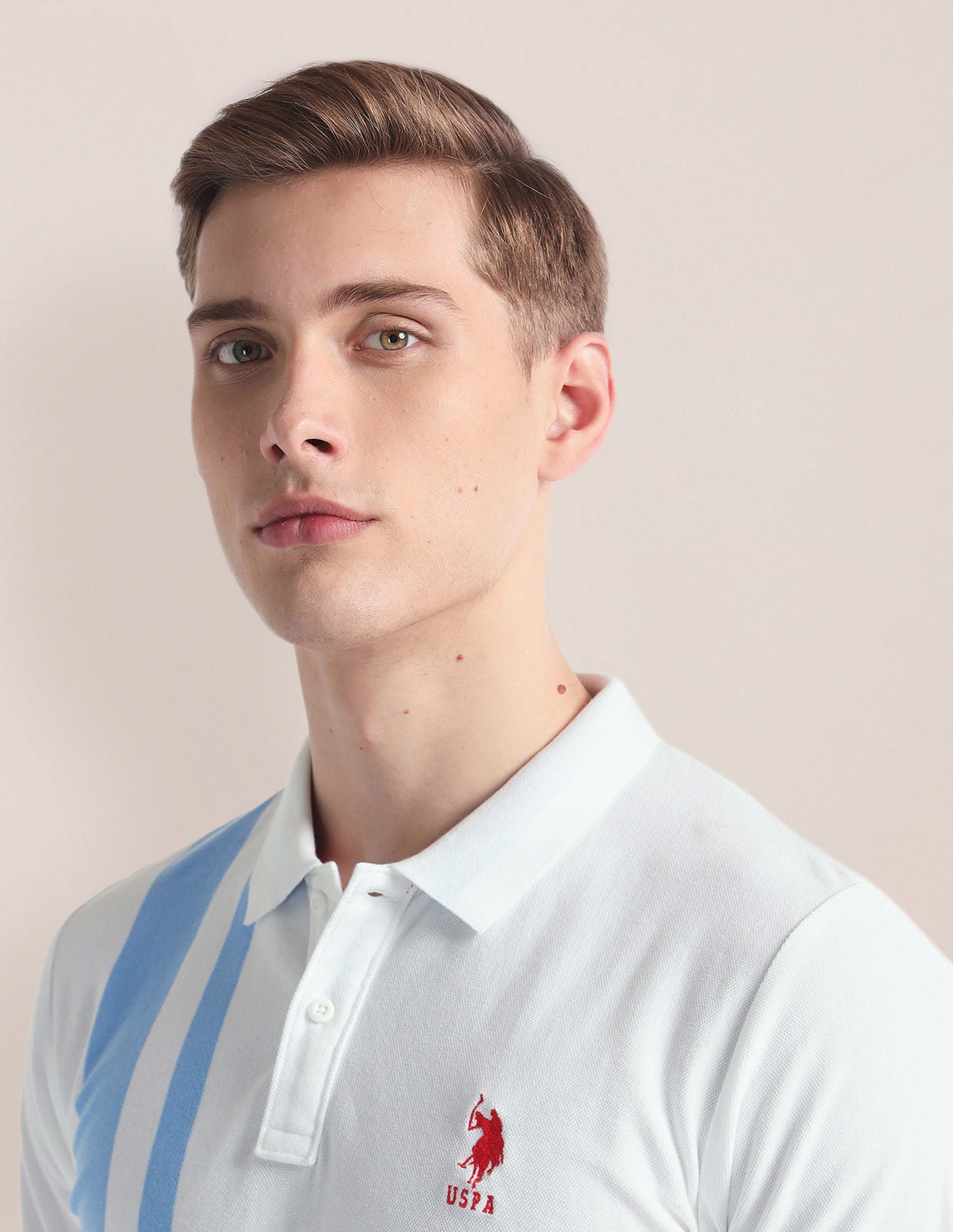 Vertical Stripe Logo Polo Shirt White - U.S. Polo Assn. India | Large