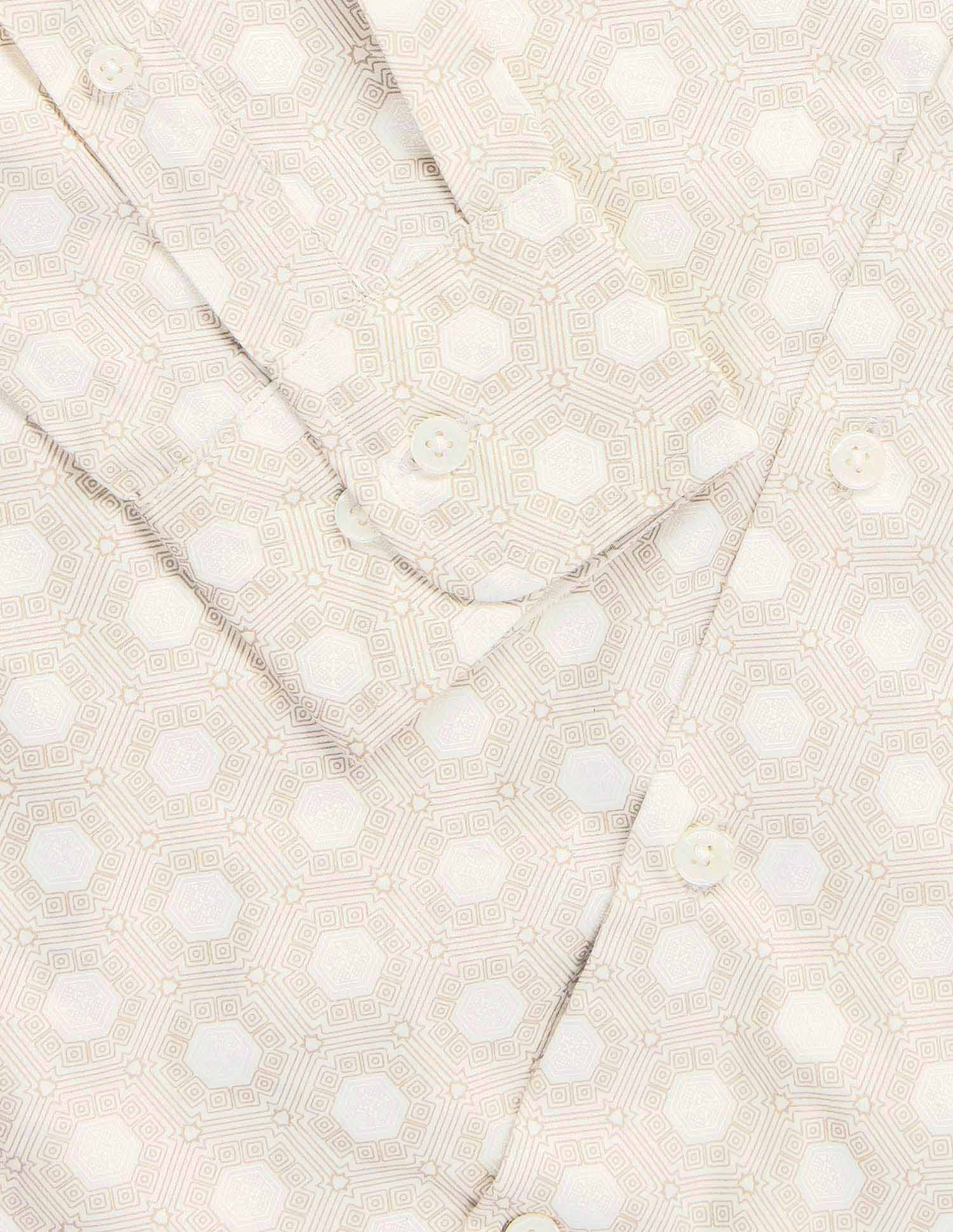 Geometric Printed Pure Cotton Shirt Light Khaki - U.S. Polo Assn. India | Large