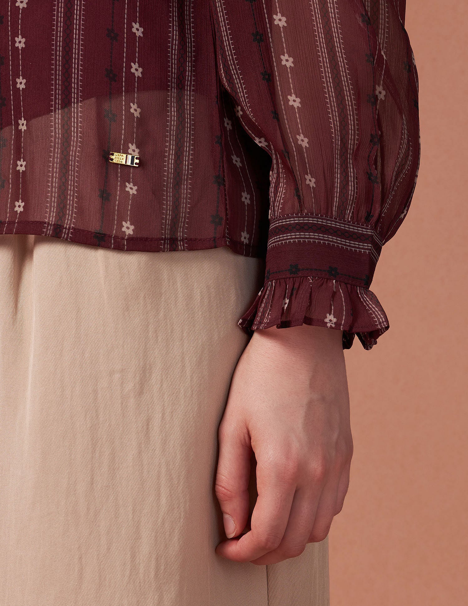 Ruffled Button Down Top Multicolor - U.S. POLO ASSN. | Large