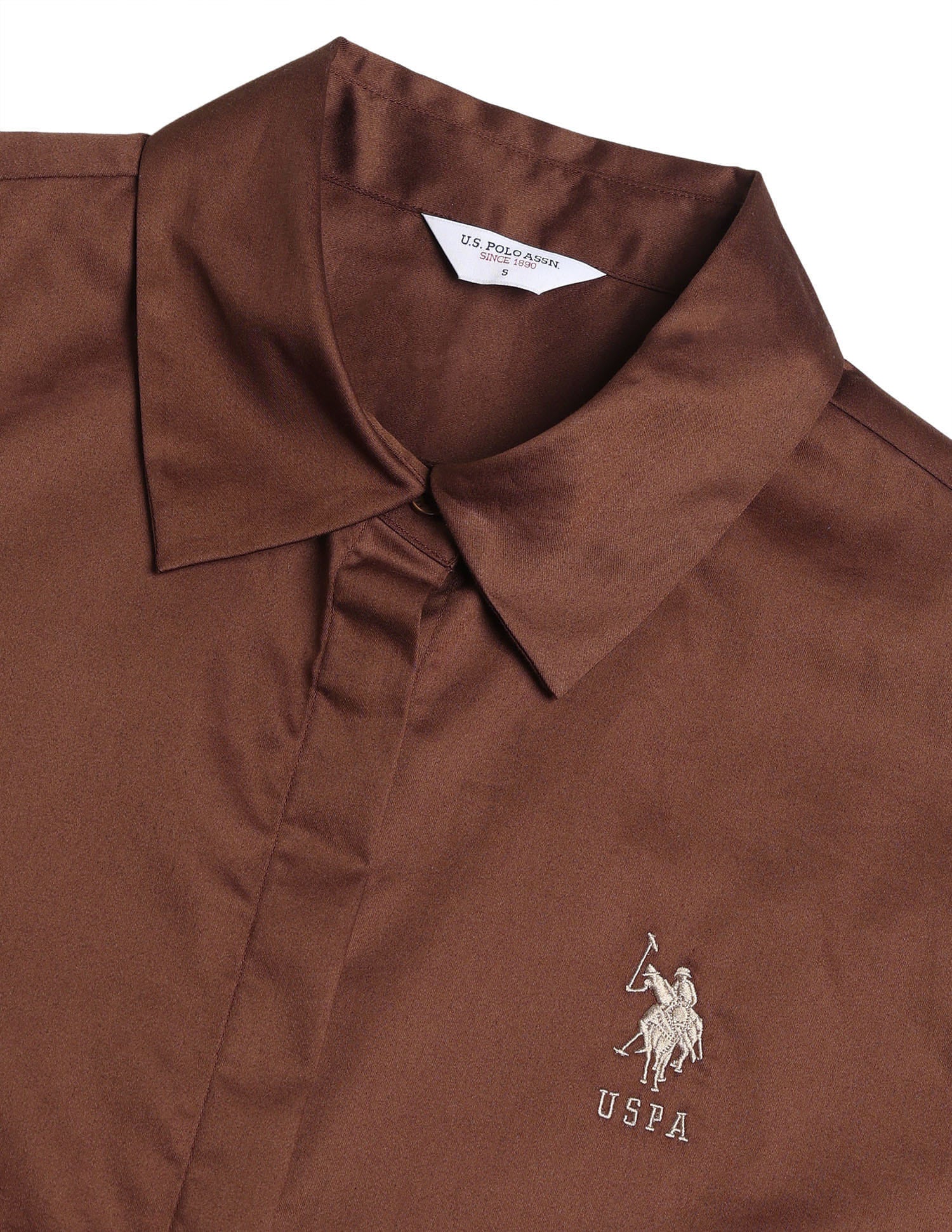 Cotton Sateen Regular Fit Shirt Brown - U.S. Polo Assn. India | Large