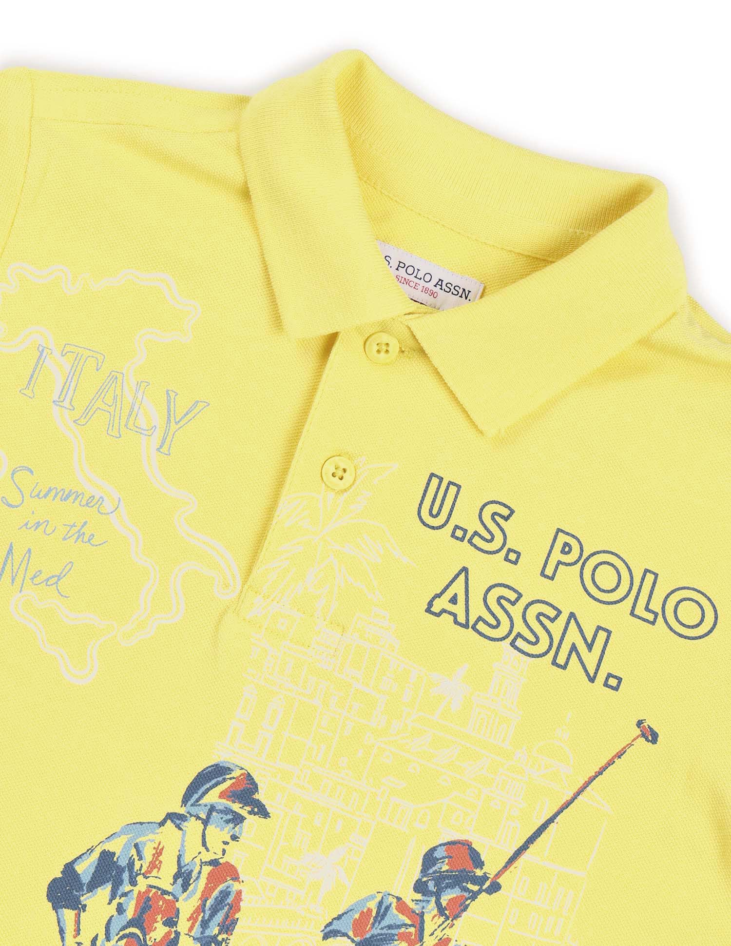 Boys Regular Fit Graphic Printed Polo Shirt Light Yellow - U.S. POLO ASSN. | Large