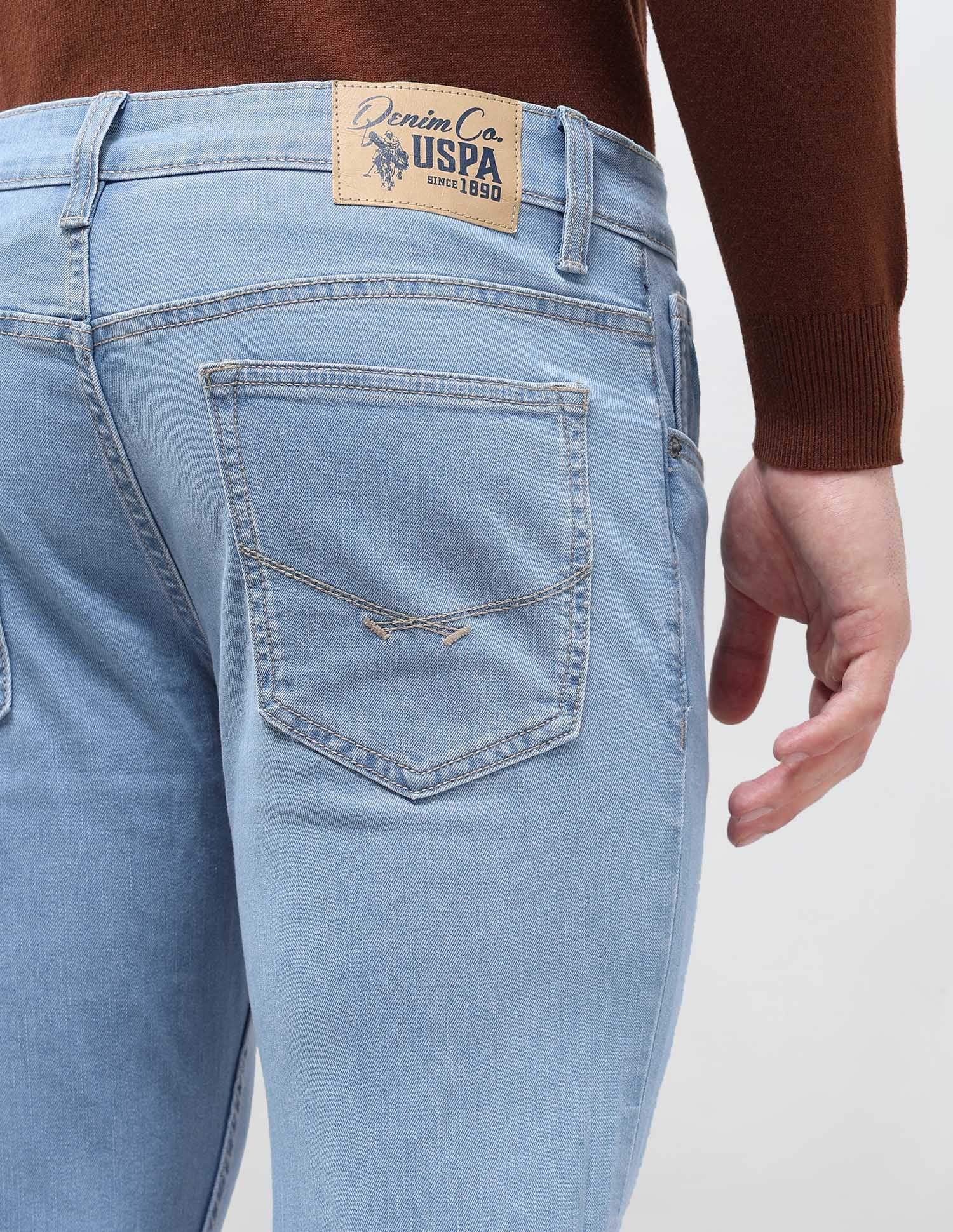 Brandon Slim Tapered Fit Blue Jeans Light Indigo - U.S. POLO ASSN. | Large