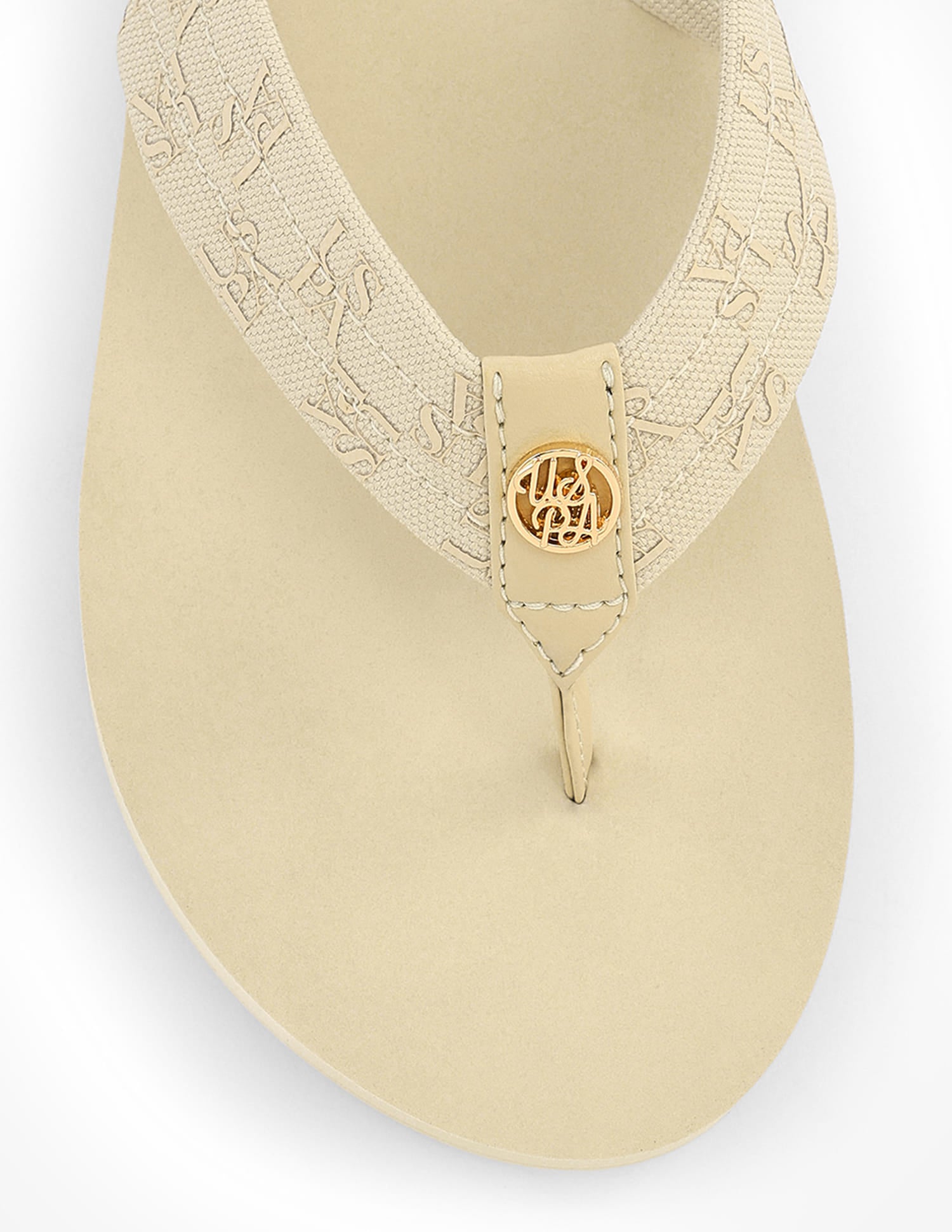 Brand Printed Rin Flip Flops Cream - U.S. Polo Assn. India | Large