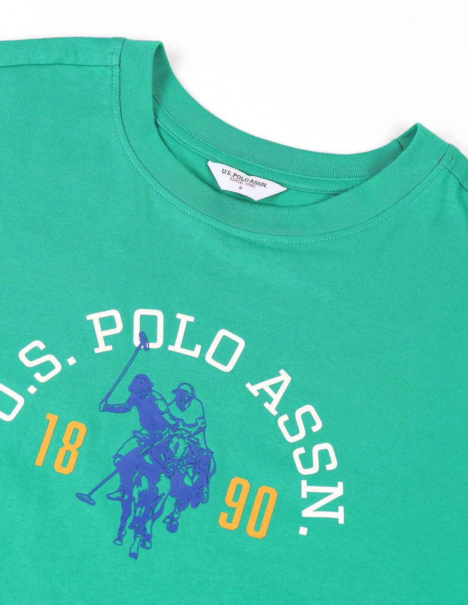 Boxy Fit Brand Printed T-Shirt Green - U.S. Polo Assn. India | Large