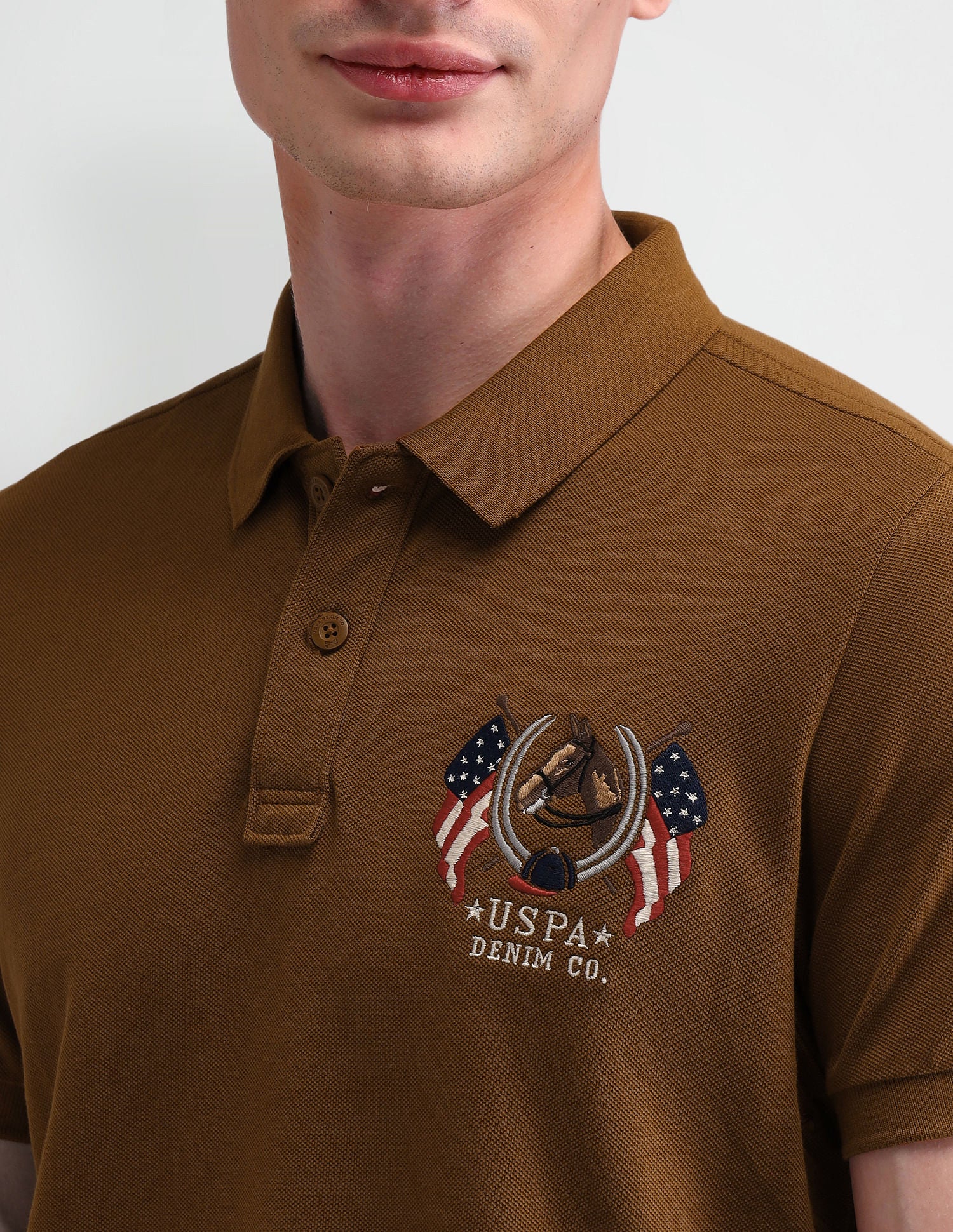 Solid Muscle Fit Polo Shirt Me. Brown - U.S. POLO ASSN. | Large