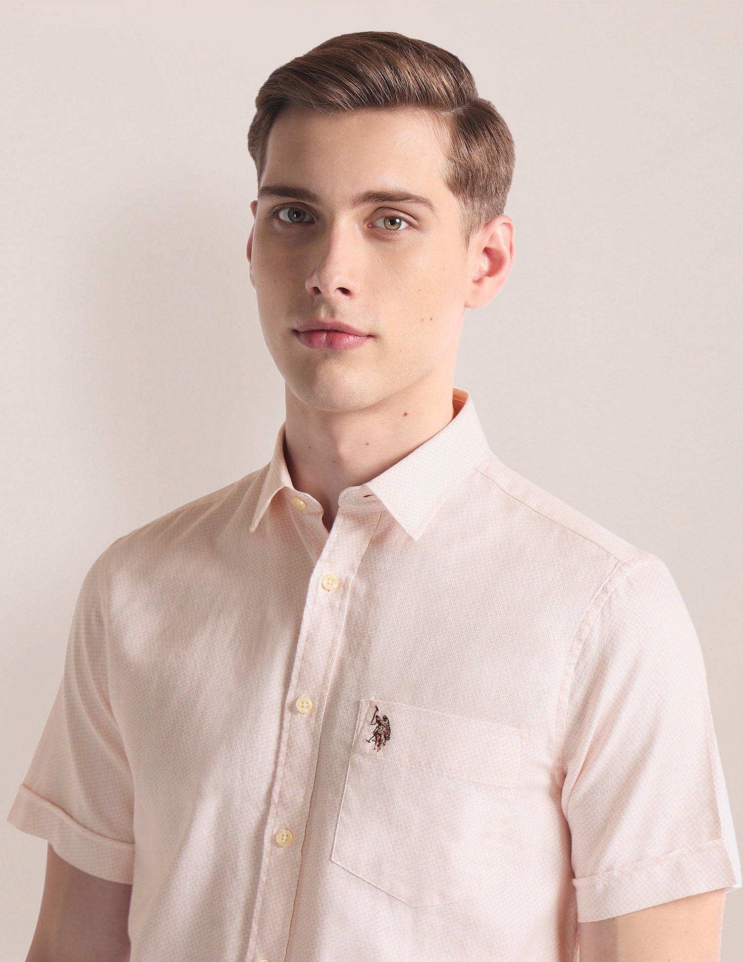 Spread Collar Dobby Shirt Pink - U.S. Polo Assn. India | Large