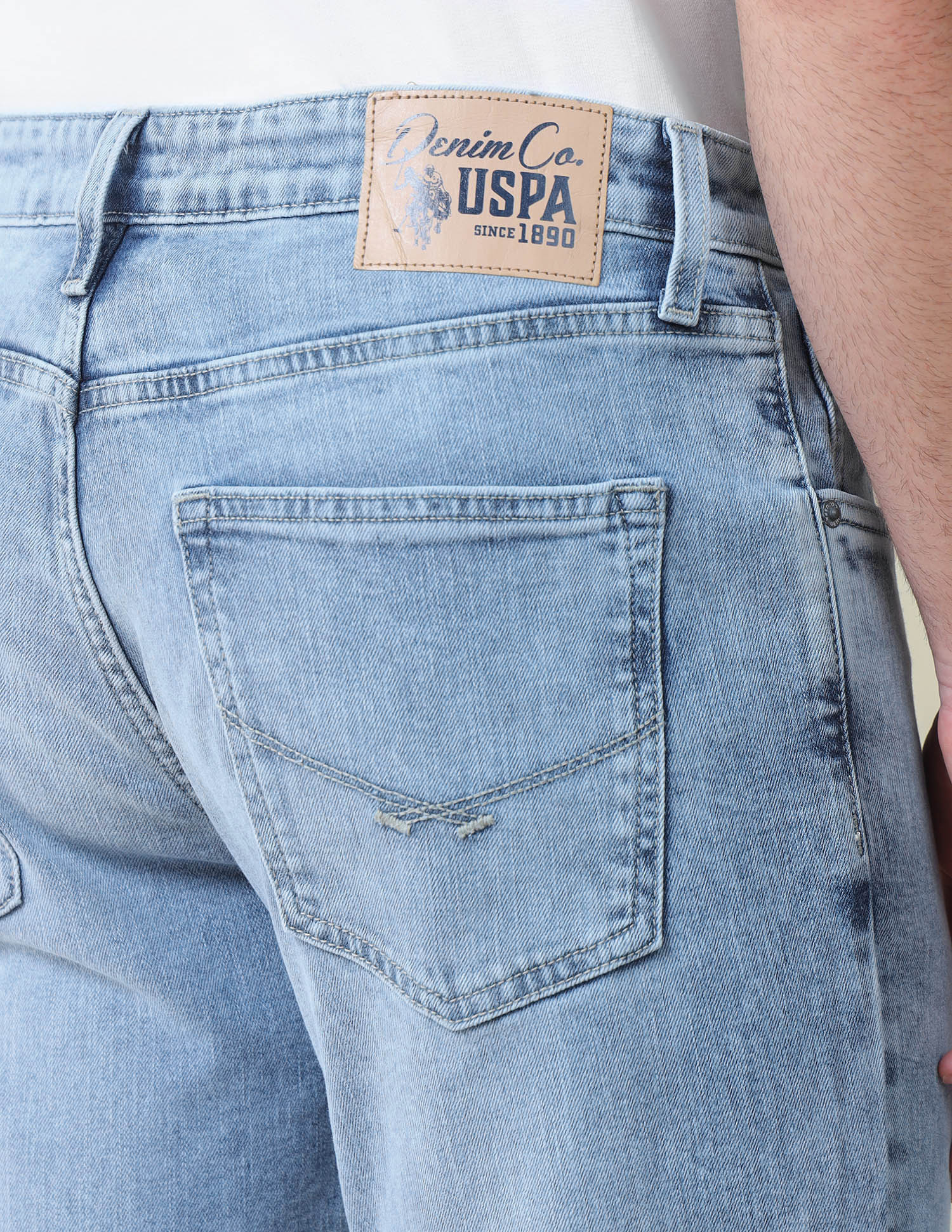 Harold Slim Straight Fit Blue Jeans Light Blue - U.S. Polo Assn. India | Large