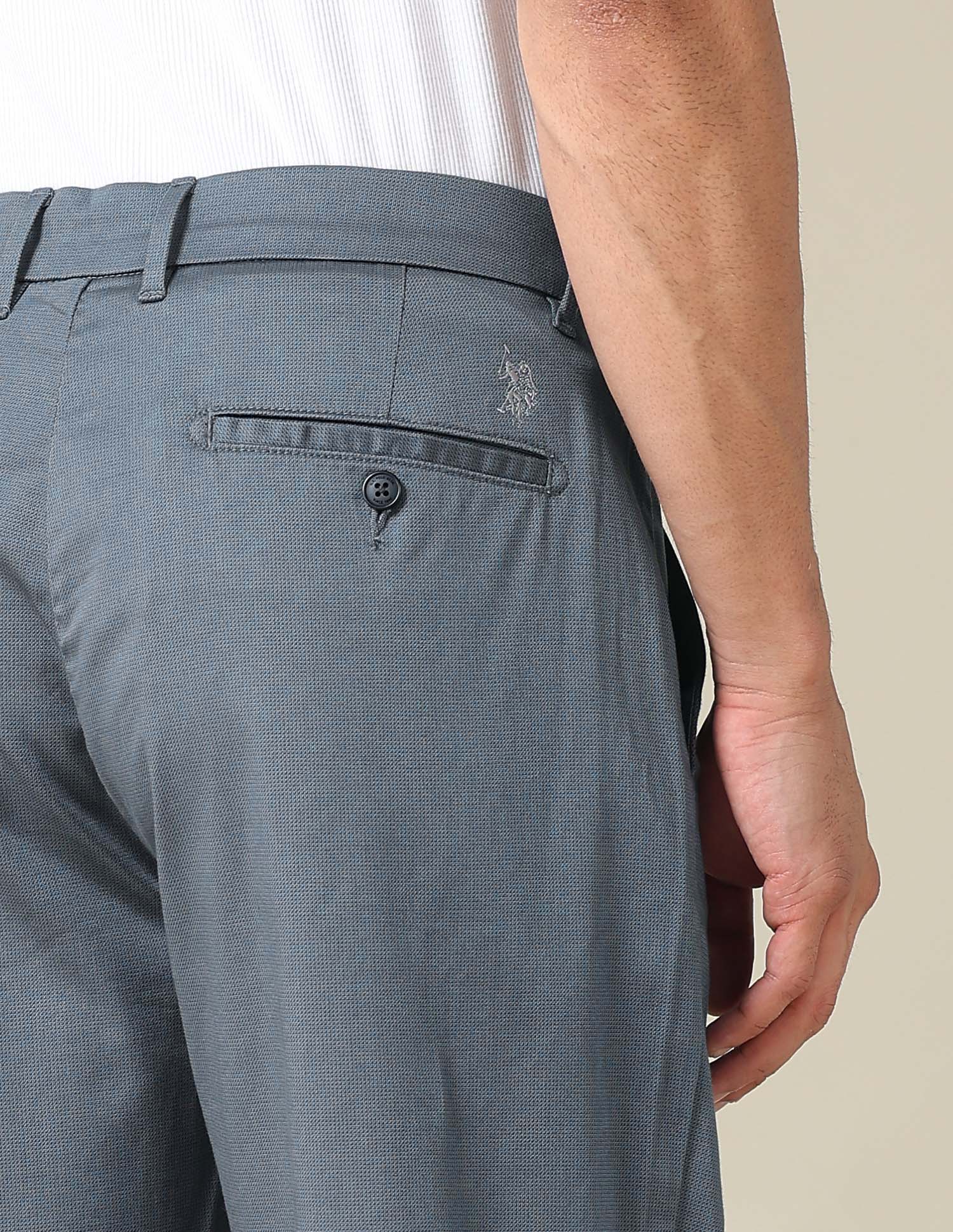 Riley Straight Fit Satin Trousers Dark Blue - U.S. POLO ASSN. | Large