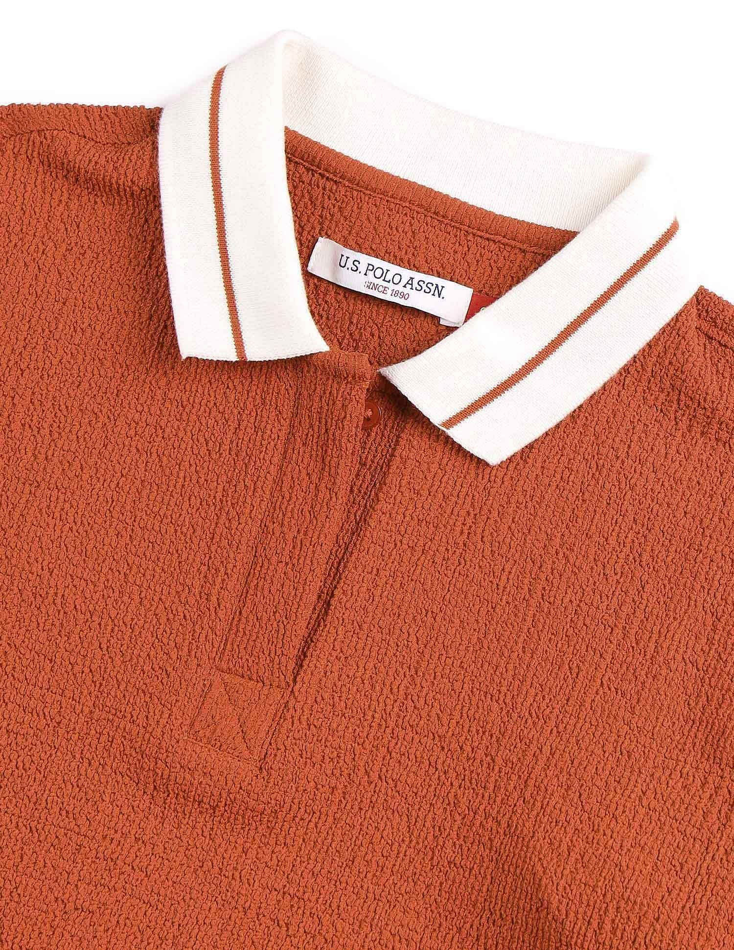Regular Fit Textured Polo Shirt Rust - U.S. POLO ASSN. | Large