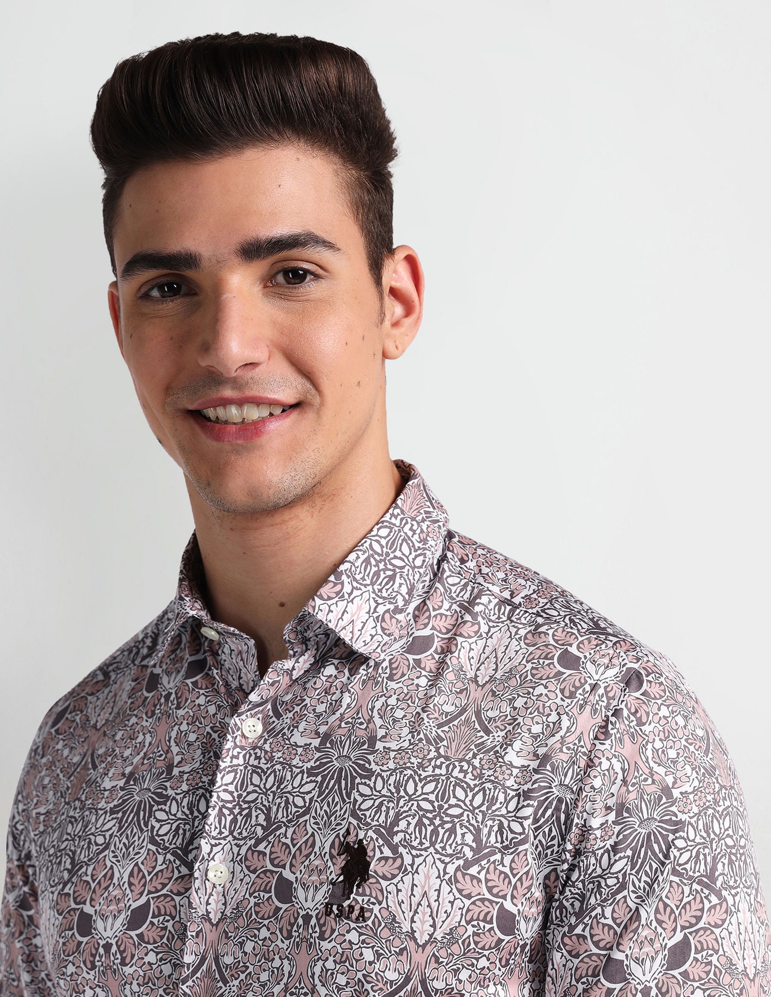 Slim Fit Floral Shirt Grey - U.S. Polo Assn. India | Large