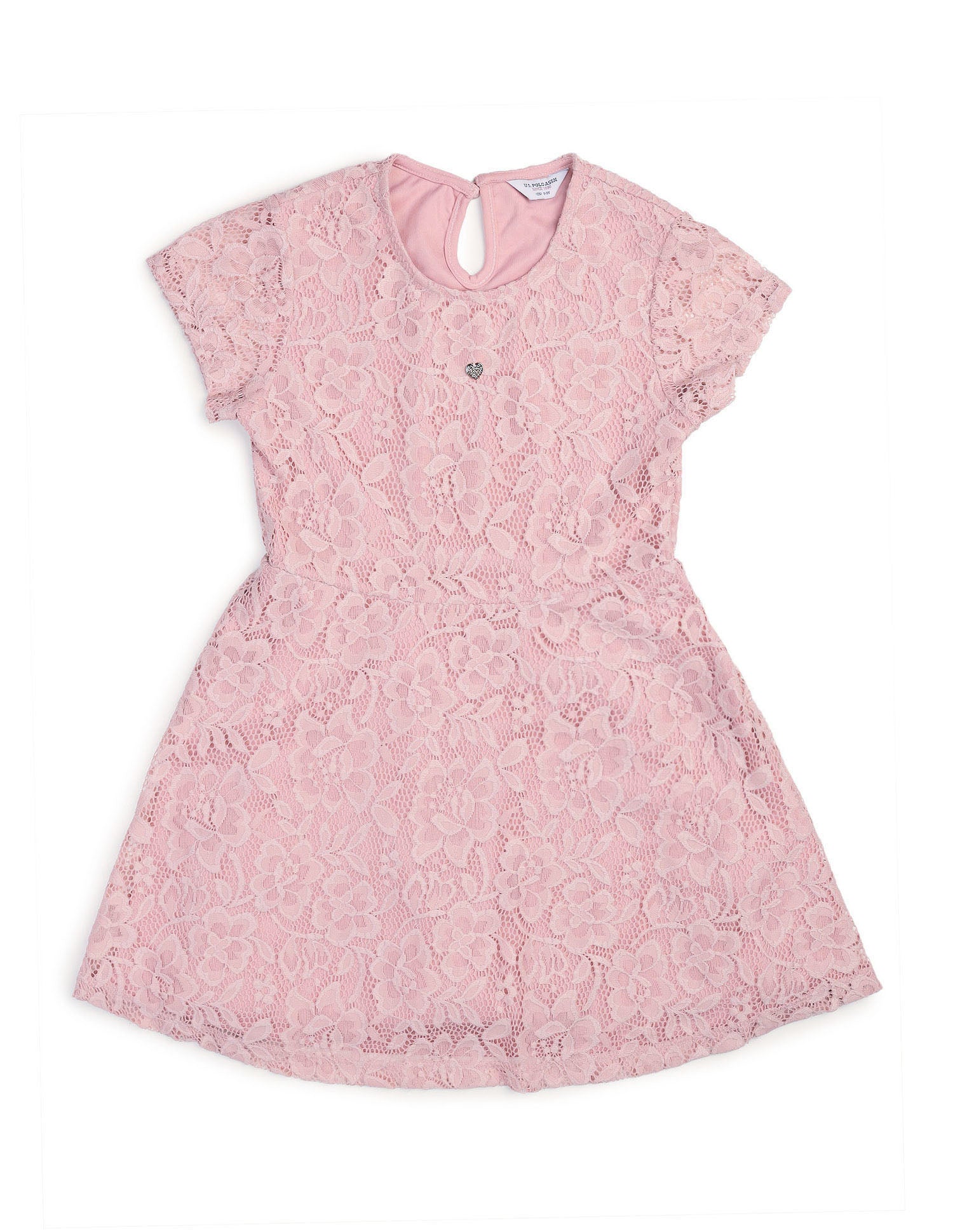 Girls Floral A-Line Lace Dress Light Pink - U.S. POLO ASSN. | Large
