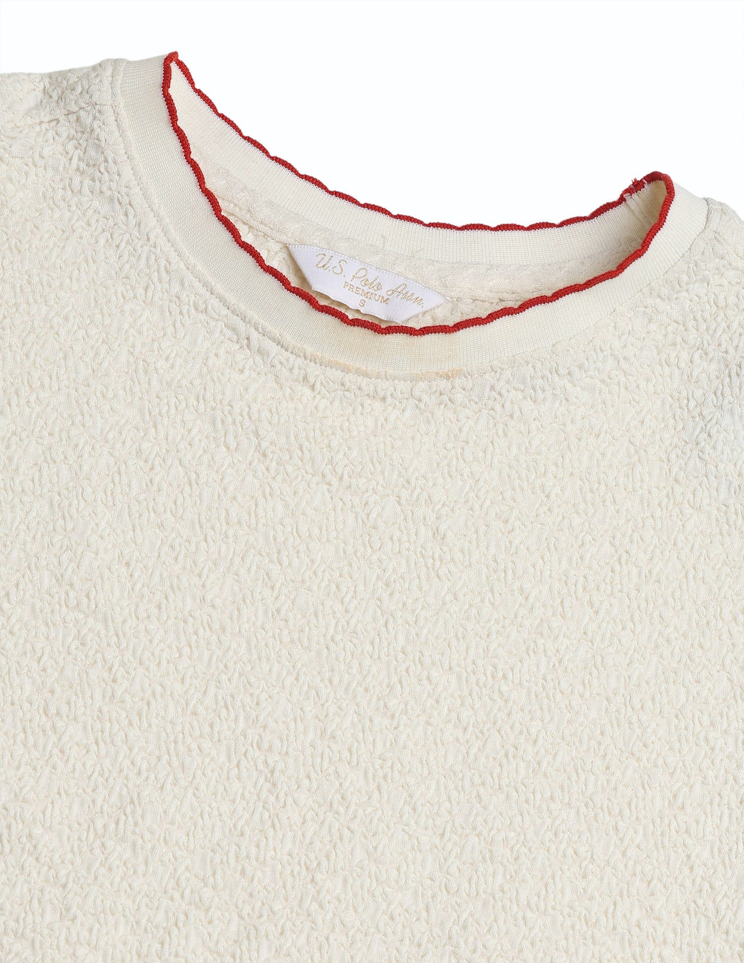 Fitted Textured T-Shirt White - U.S. Polo Assn. India | Large