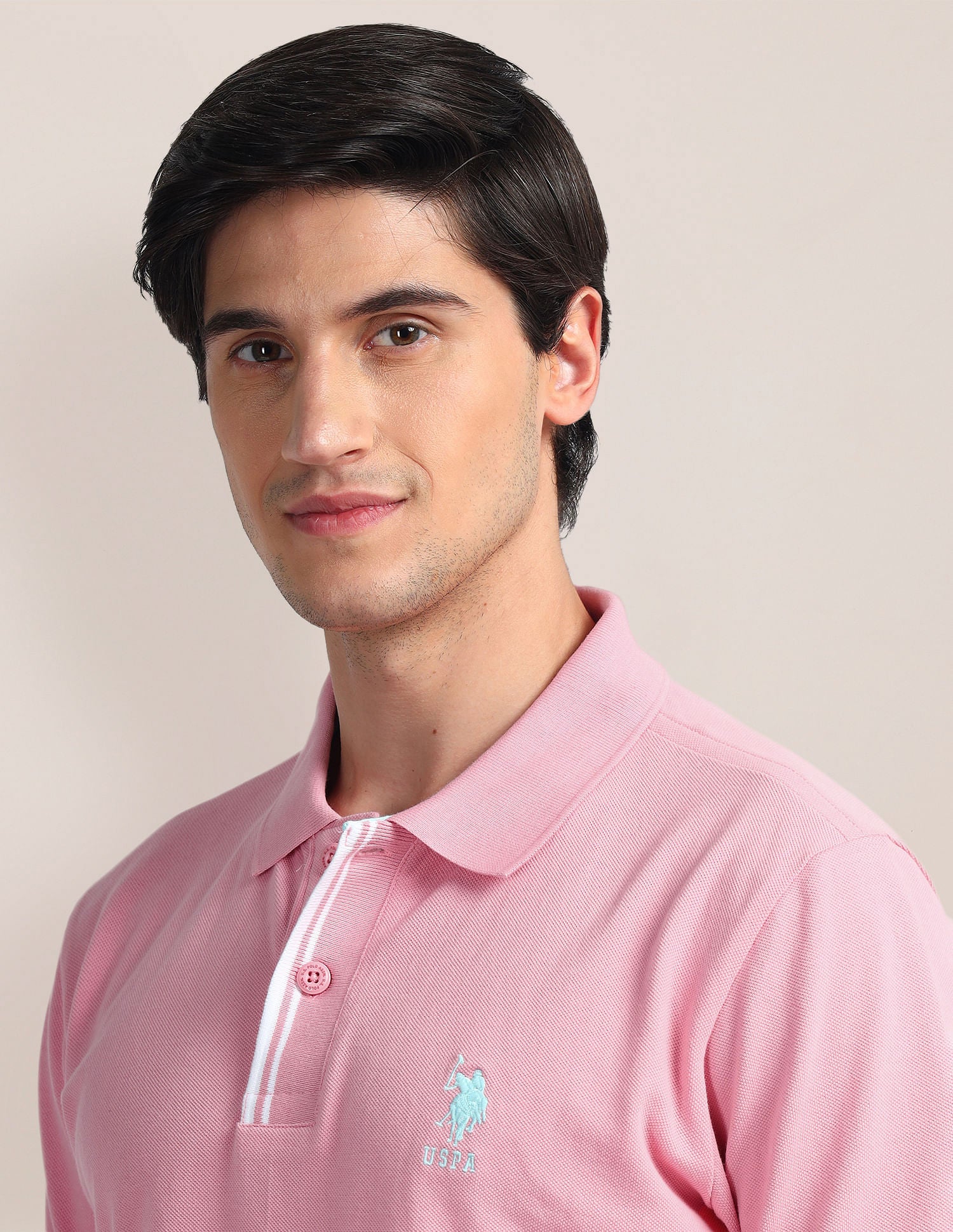 Tipped Placket Slim Polo Shirt Pink - U.S. Polo Assn. India | Large