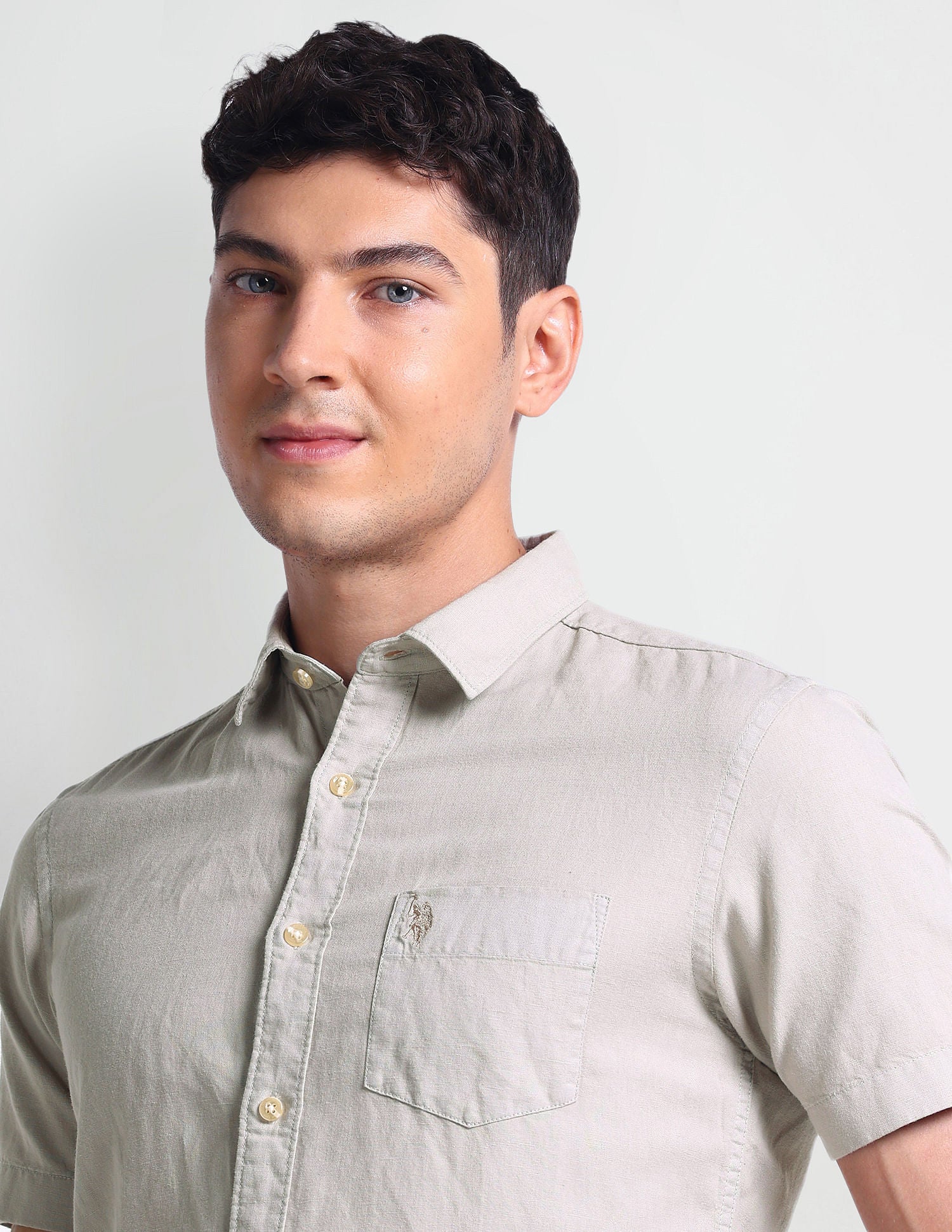 Slim Fit Short Sleeve Shirt Grey - U.S. Polo Assn. India | Large