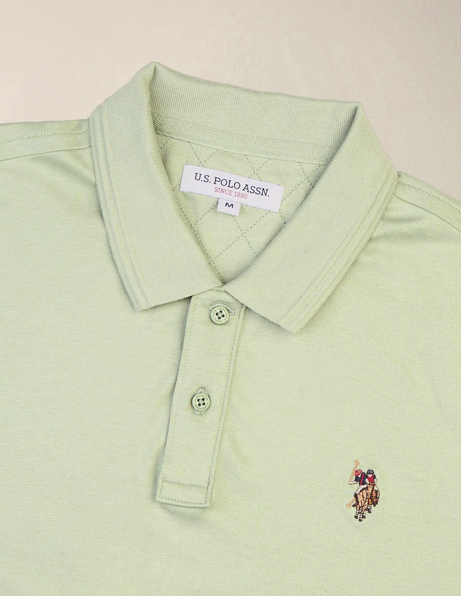 Solid Slim Fit Polo Shirt Light Green - U.S. Polo Assn. India | Large