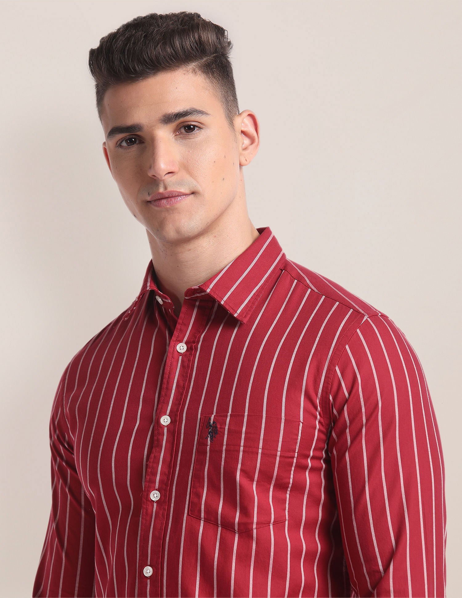 Premium Cotton Twill Shirt Red - U.S. Polo Assn. India | Large