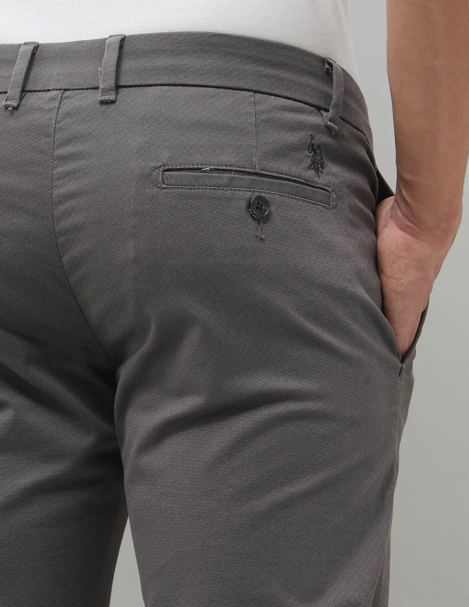 Textured Satin Trousers Charcoal - U.S. POLO ASSN. | Large