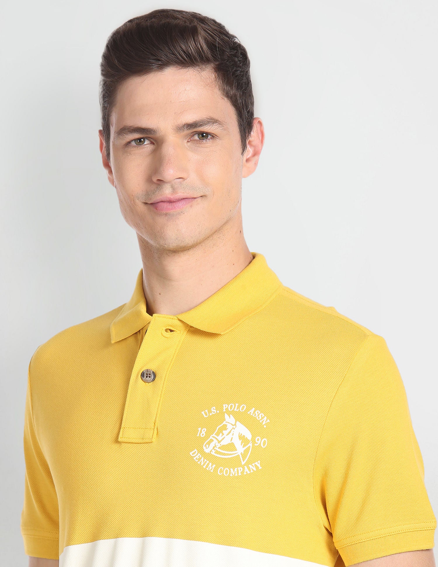 Horizontal Stripe Cotton Polo Shirt Mustard - U.S. POLO ASSN. | Large