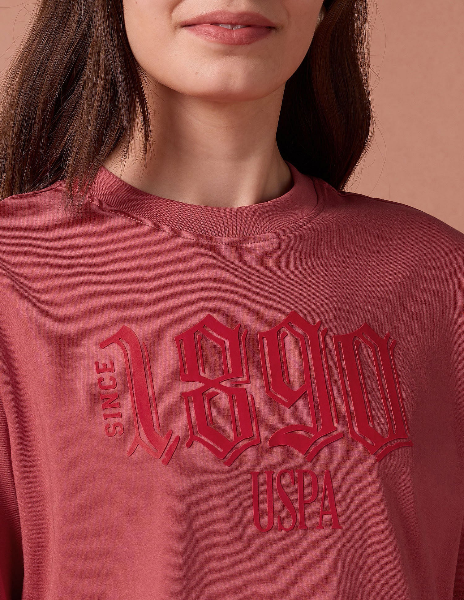 Boxy Fit Gel Print T-Shirt Coral - U.S. Polo Assn. India | Large