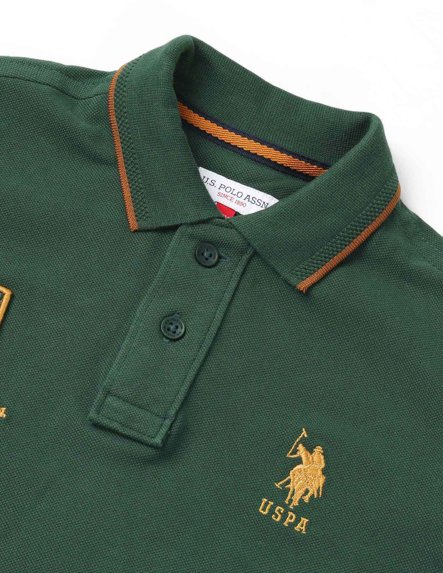 Boys Brand Appliqued Regular Fit Polo Shirt Dark Green - U.S. POLO ASSN. | Large