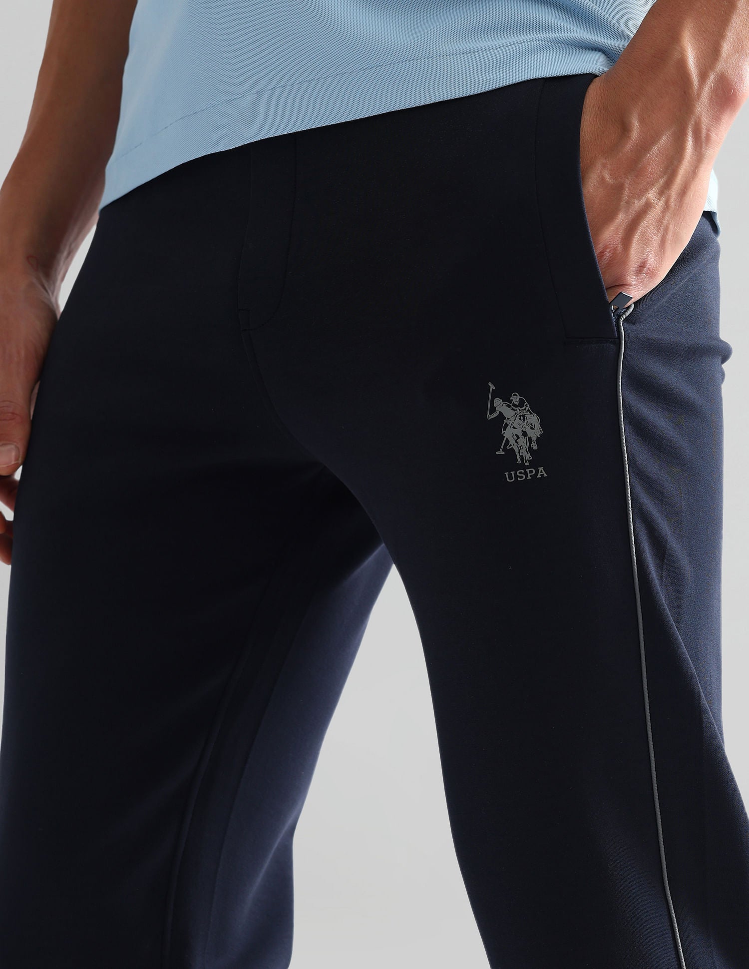 Slim Fit Mid Rise Track Pants Navy - U.S. Polo Assn. India | Large