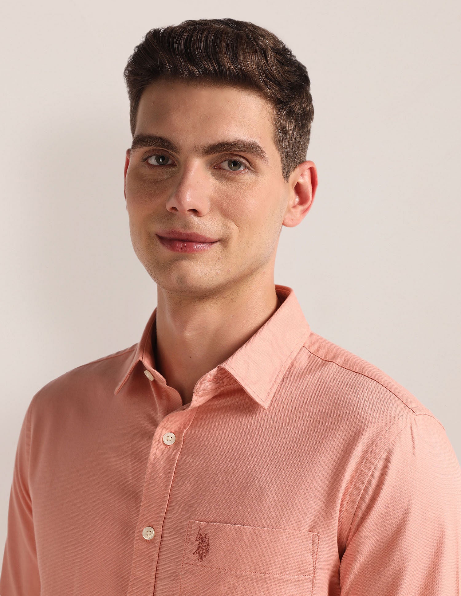 Solid Tailored Fit Shirt Coral - U.S. Polo Assn. India | Large