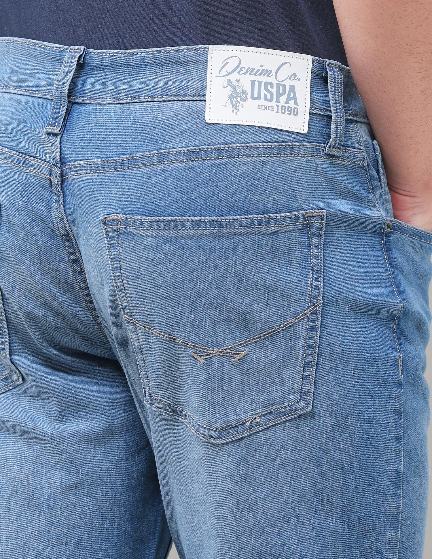 Cole Comfort Cropped Fit Blue Jeans Light Indigo - U.S. Polo Assn. India | Large