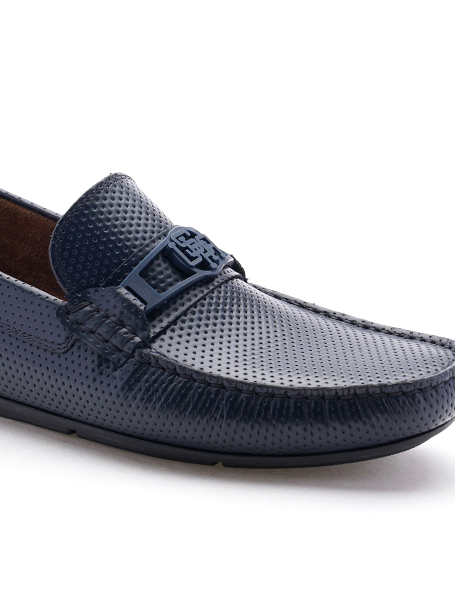 Men Perforated Leather Merren Loafers Navy - U.S. Polo Assn. India | Large