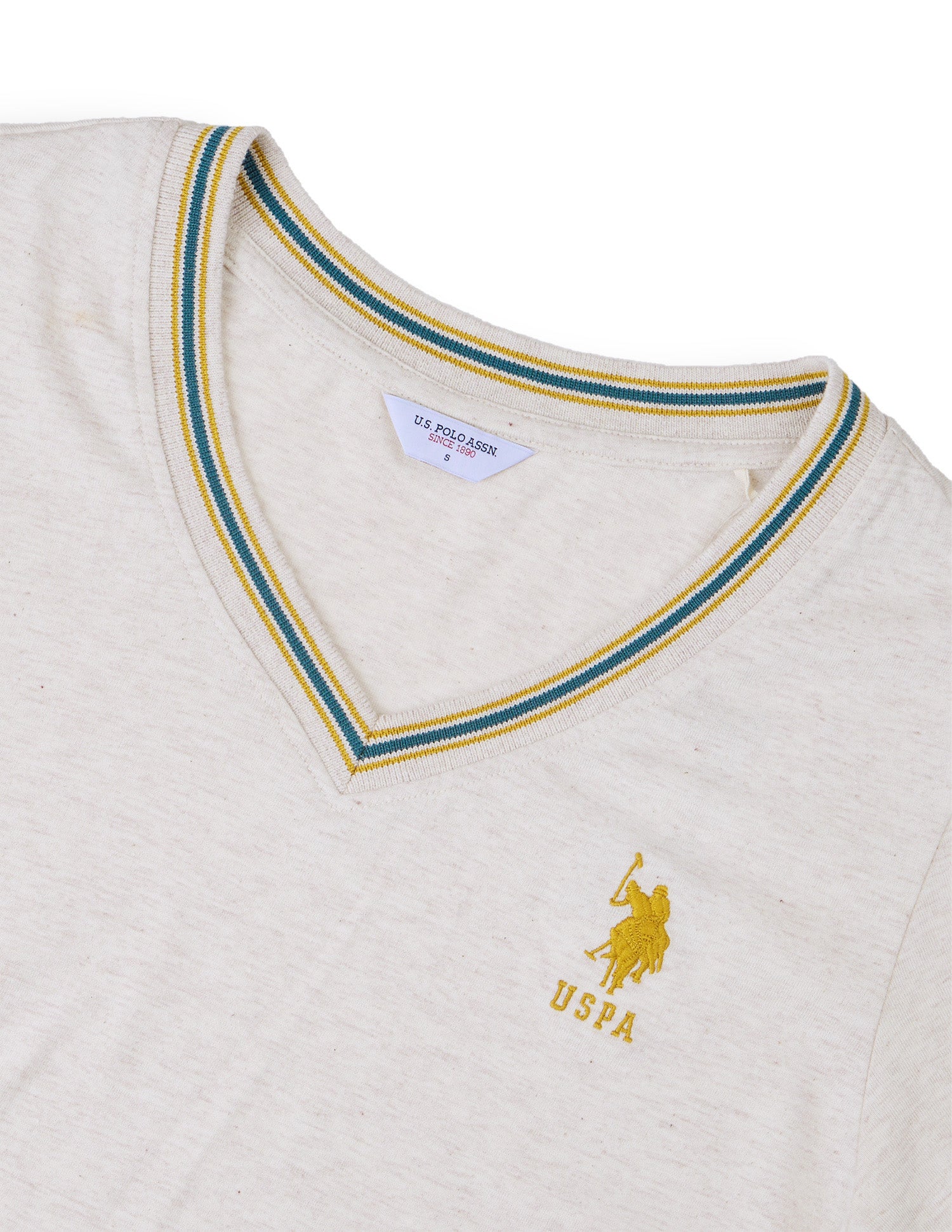 Solid Regular Fit T-Shirt Beige - U.S. Polo Assn. India | Large