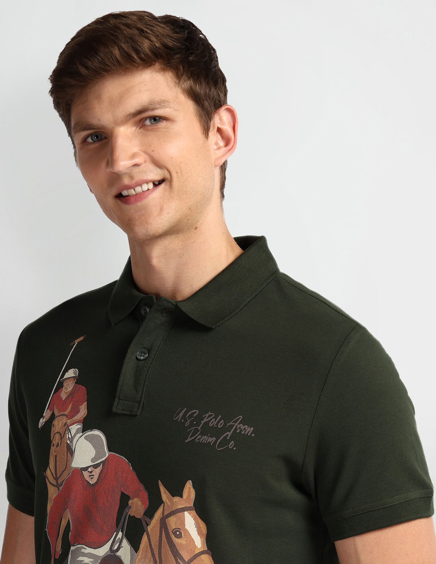 Graphic Print Muscle Fit Polo Shirt Navy - U.S. POLO ASSN. | Large