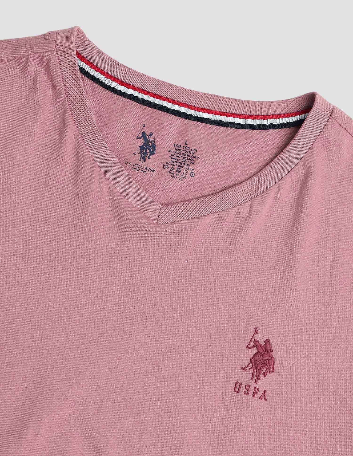 V-Neck Embroidered Logo I638 Lounge T-Shirt - Pack Of 1 Deep Pink - U.S. POLO ASSN. | Large
