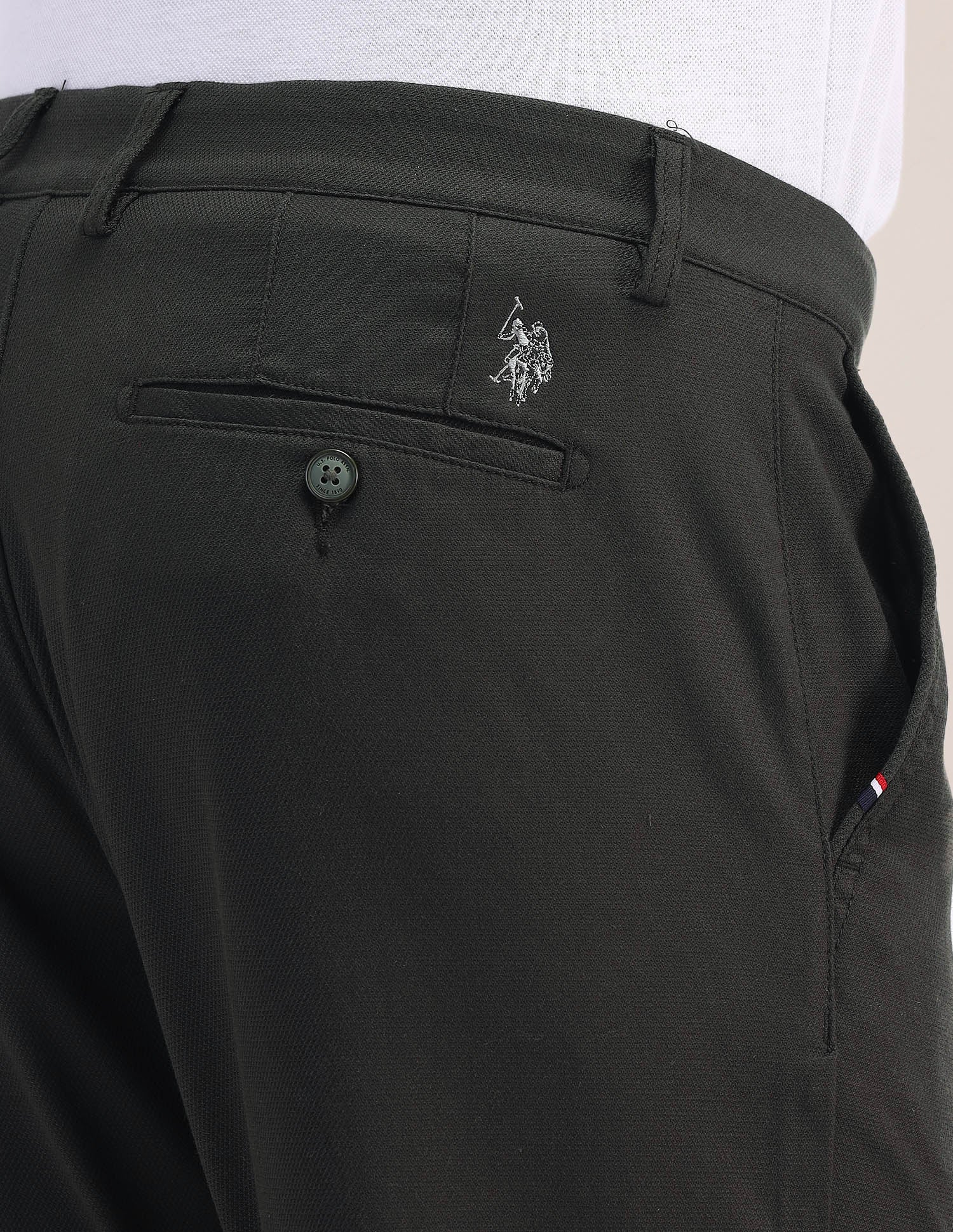 Riley Straight Fit Twill Trousers Dark Olive - U.S. POLO ASSN. | Large