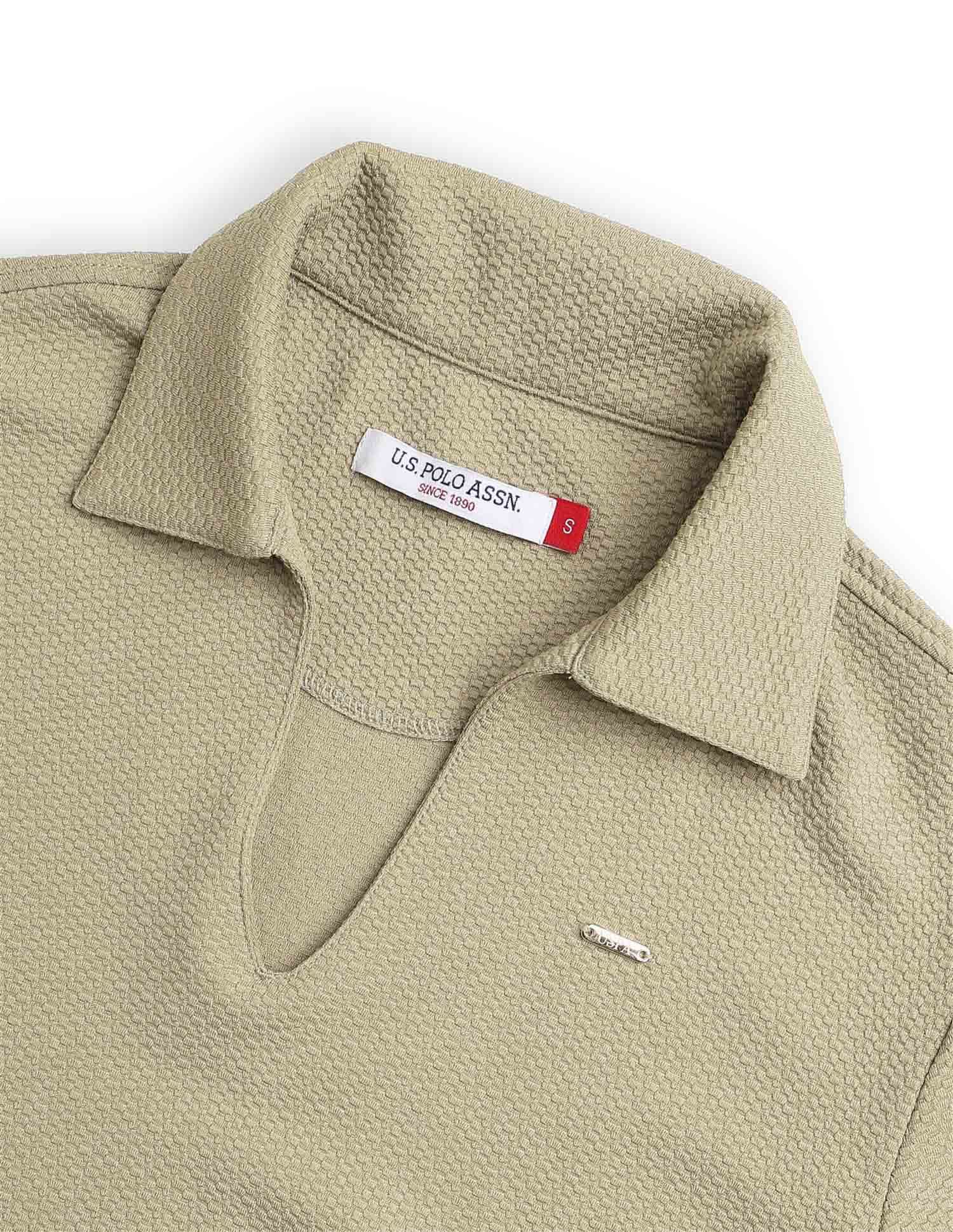 Textured Regular Fit Polo Shirt Green - U.S. Polo Assn. India | Large