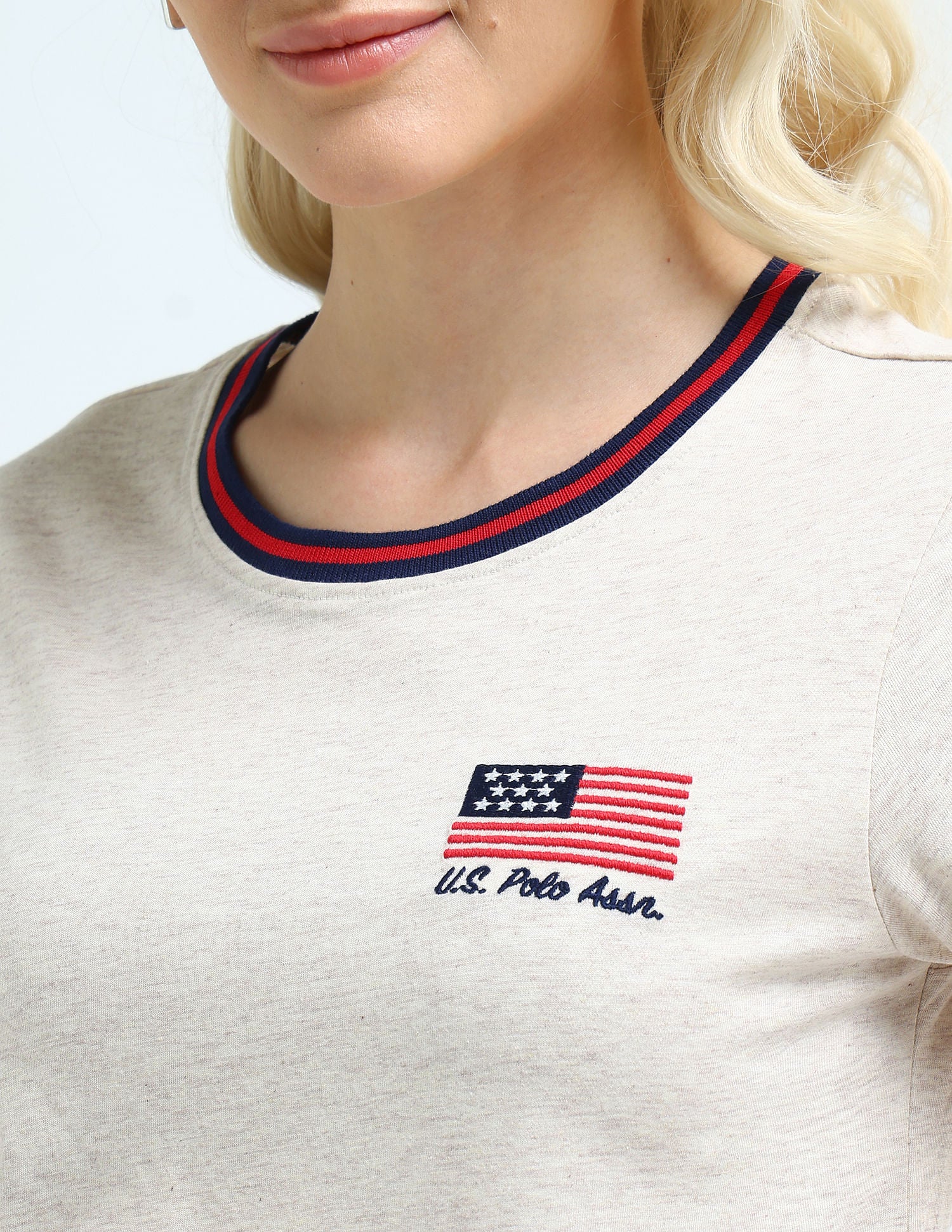 Regular Fit Solid T-Shirt Oat Melange - U.S. POLO ASSN. | Large