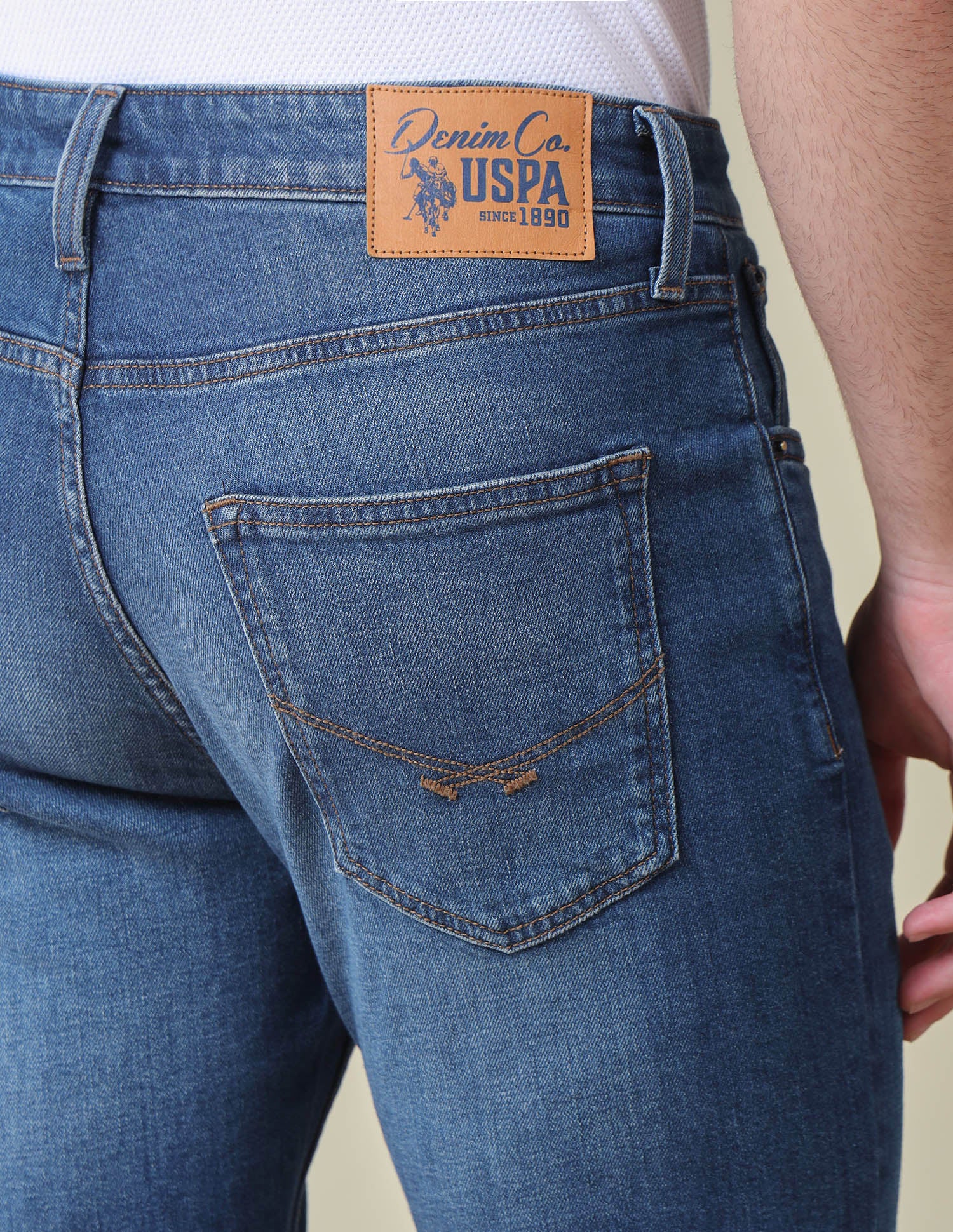Harold Slim Straight Fit Blue Jeans Mid Blue - U.S. Polo Assn. India | Large