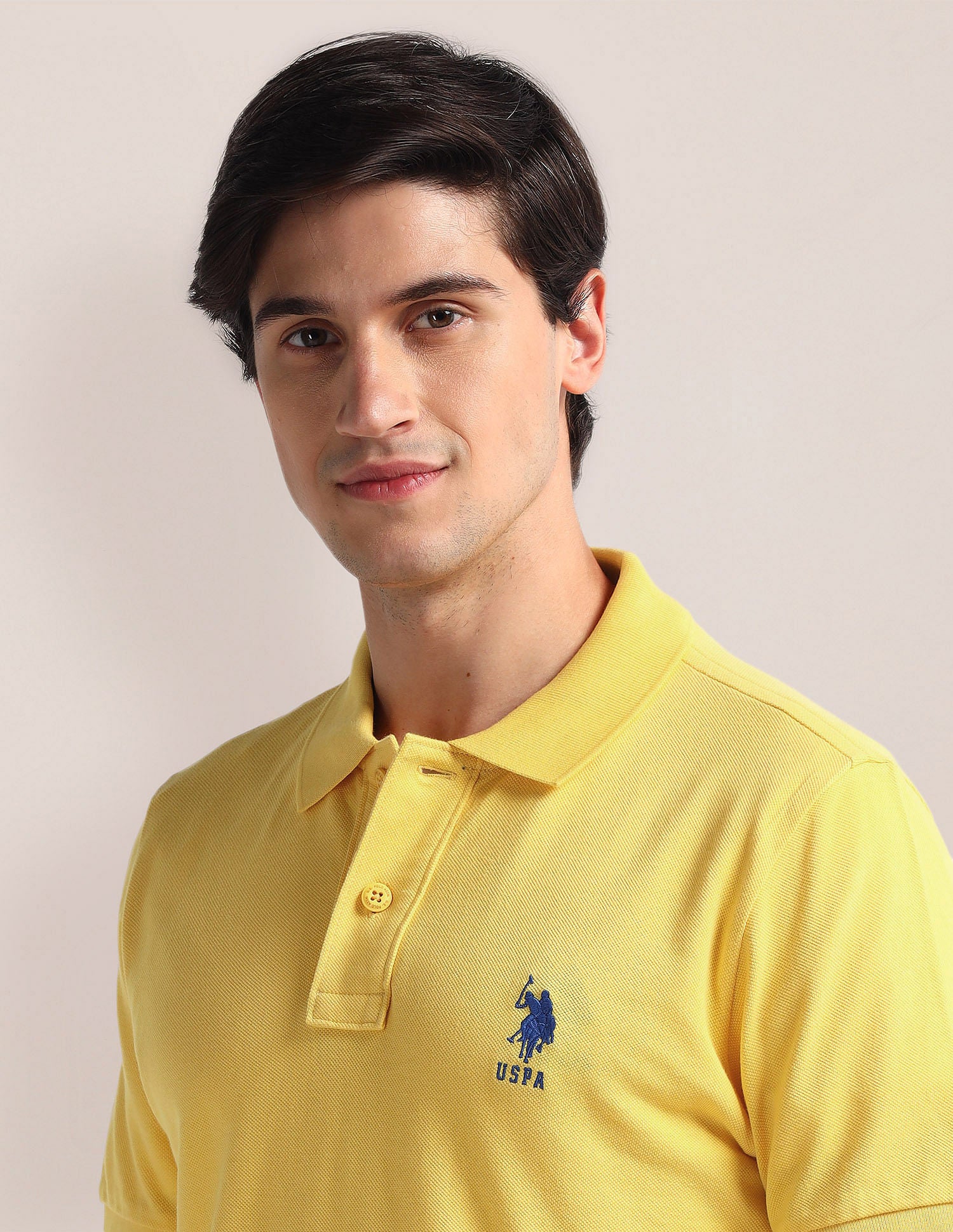 Slim Fit Pure Cotton Polo Shirt Yellow - U.S. Polo Assn. India | Large