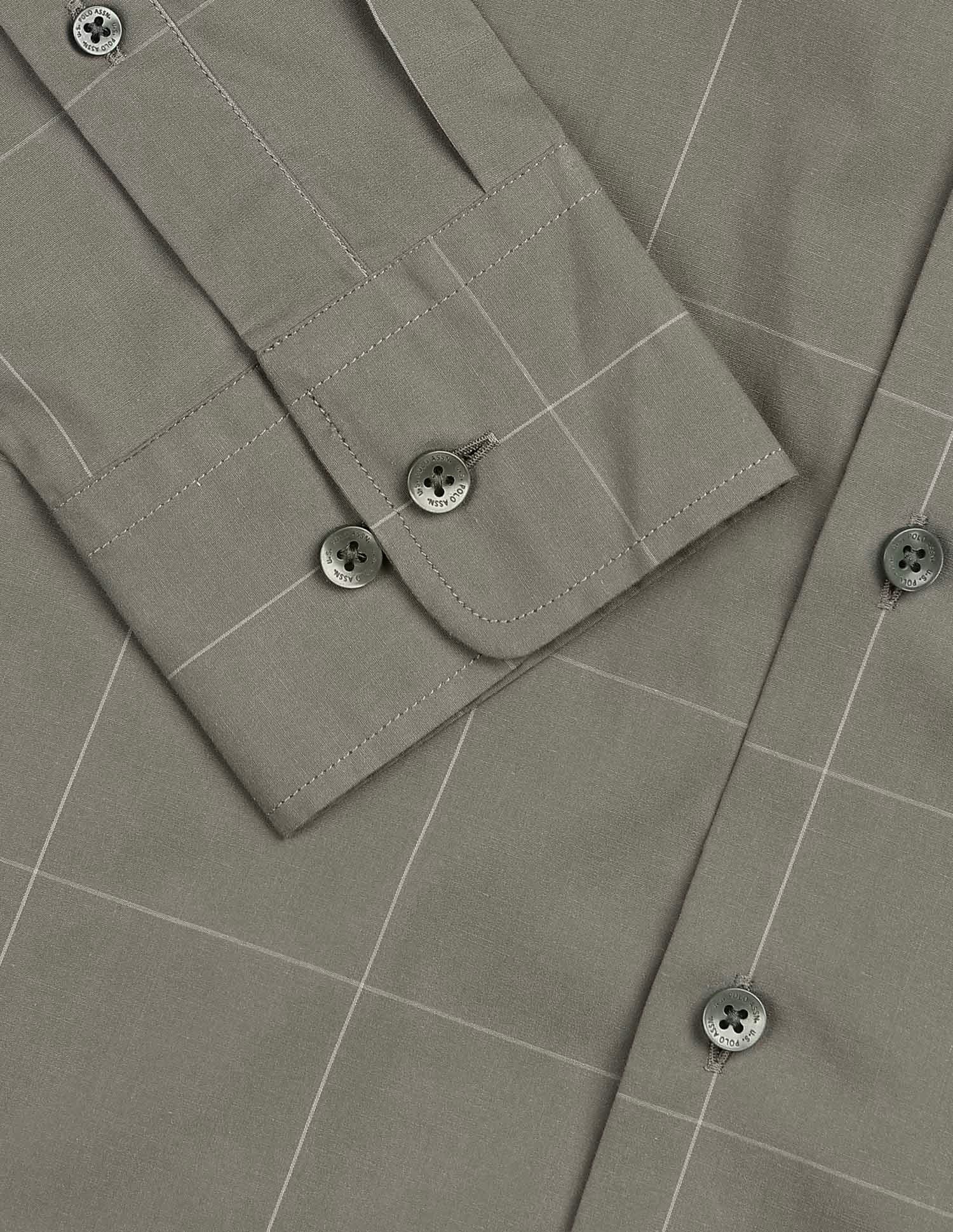 Windowpane Checked Tailored Fit Shirt Green - U.S. POLO ASSN. | Large