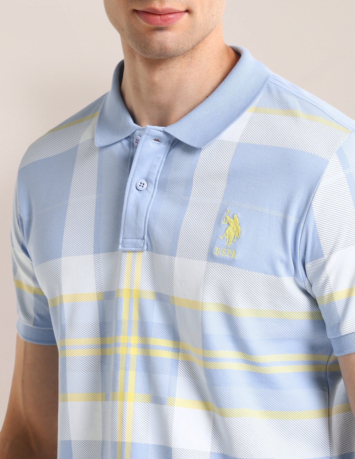 Checked Regular Fit Polo Shirt Light-Blue - U.S. POLO ASSN. | Large