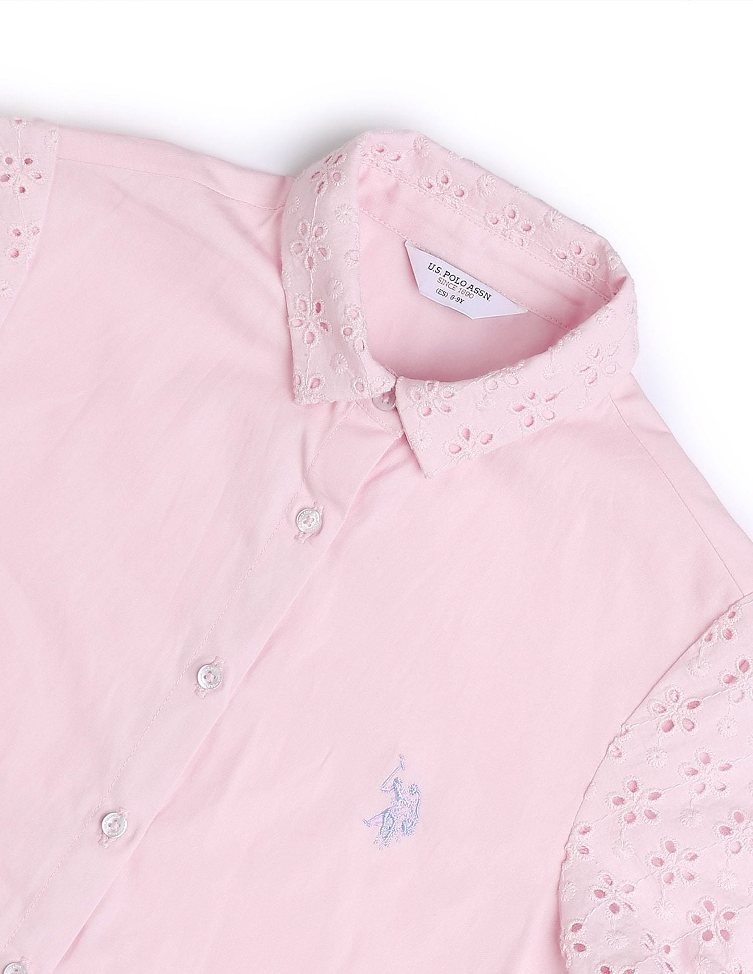 Girls Schiffli Shirt Dress Light Pink - U.S. POLO ASSN. | Large