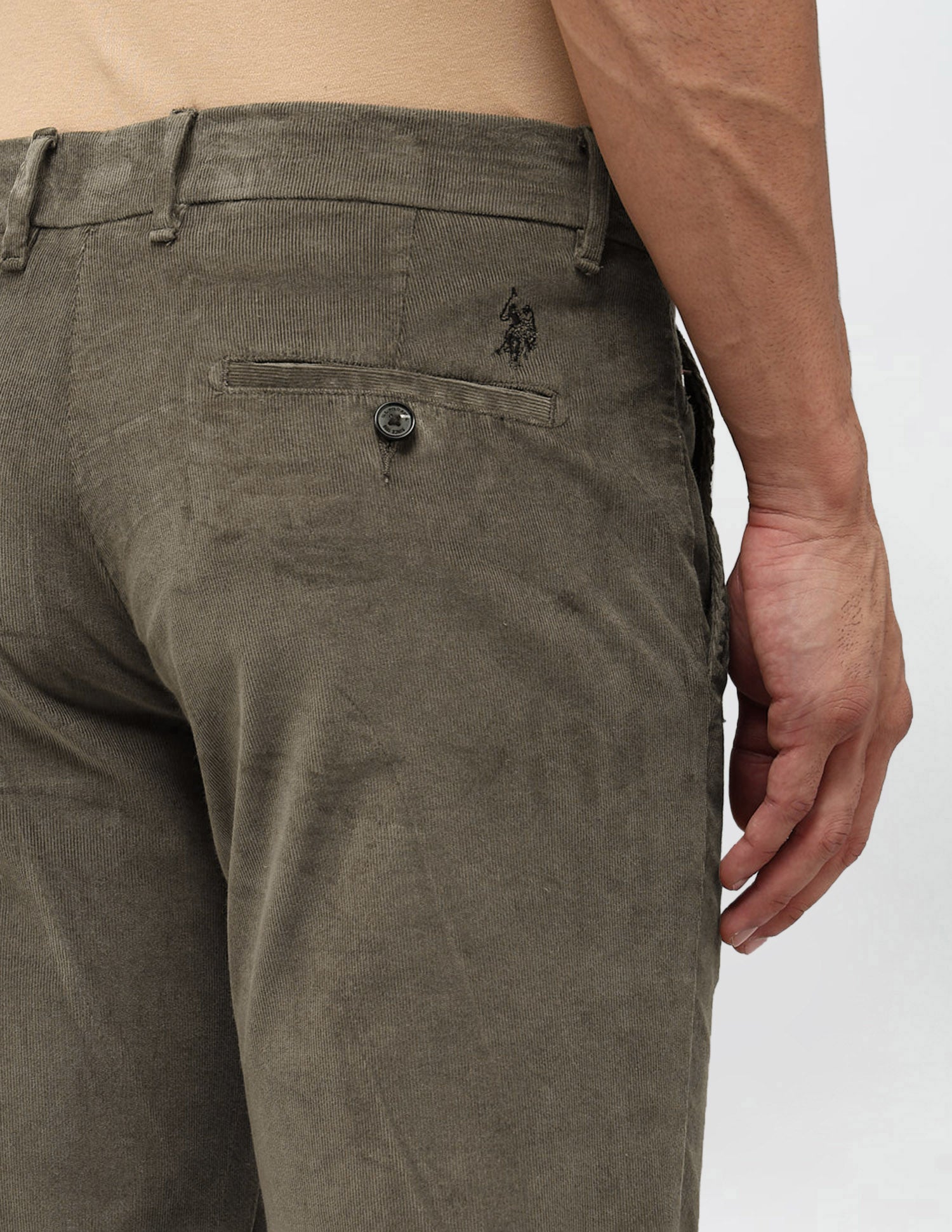 Denver Slim Fit Corduroy Trousers Light Olive - U.S. POLO ASSN. | Large